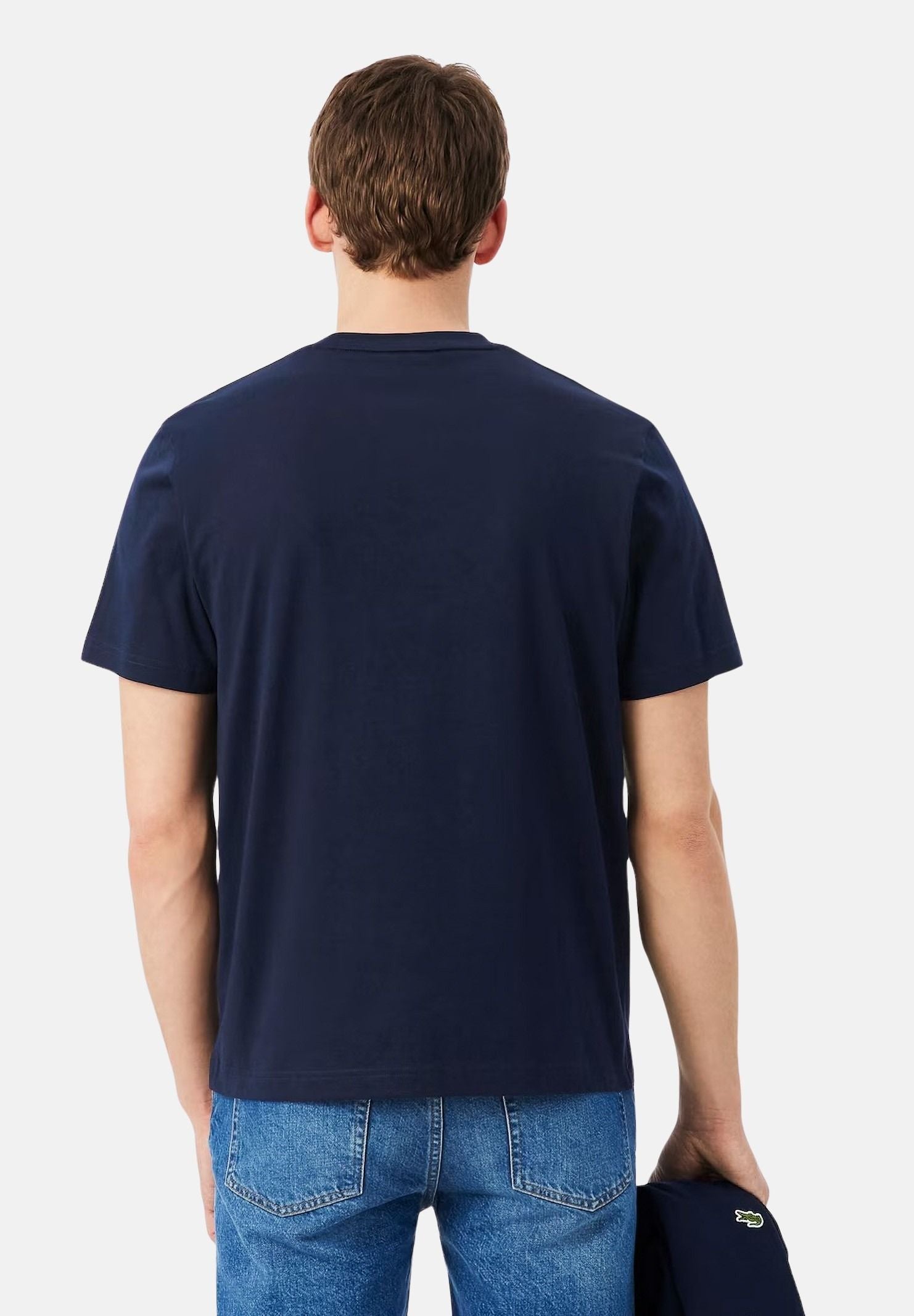 LACOSTE T-shirt in cotone blu notte, per uomo e donna co logo iconico coccodrillo su petto TH7318 166 LACOSTE