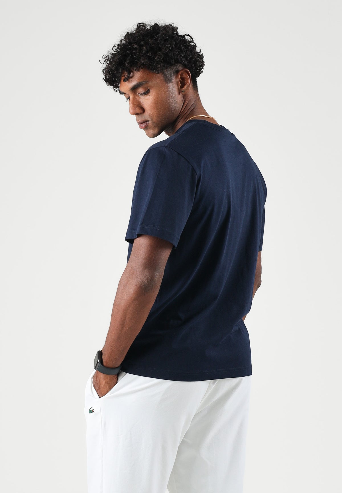LACOSTE T-shirt mnica corta blu notte, per uomo e donna con logo iconico coccodrillo su petto TH7318 166 LACOSTE