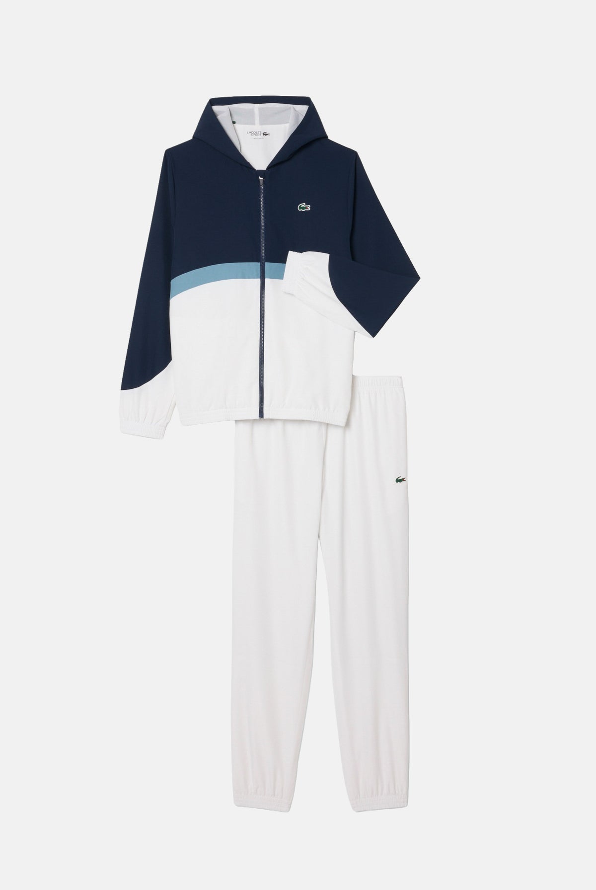 LACOSTE Tuta HOODED TRACKSUIT bianca per uomo con pantalone coordinato bicolore. WH6604 ZC5 LACOSTE