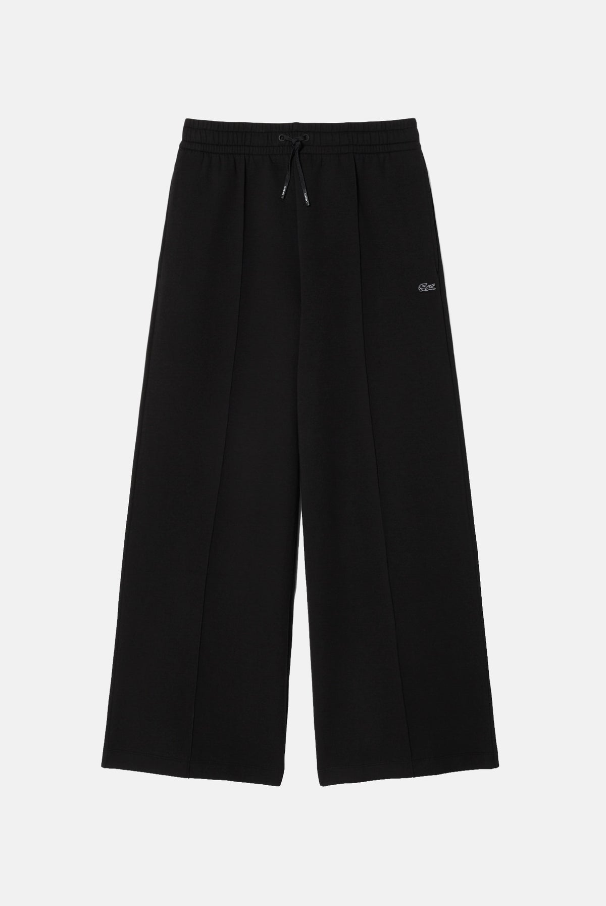 LACOSTE Pantaloni WIDE-LEG SWEATPANTS neri da donna, con gamba ampia, coulisse in vita, tasche laterali e mini logo sulla gamba. XF0041 031 LACOSTE
