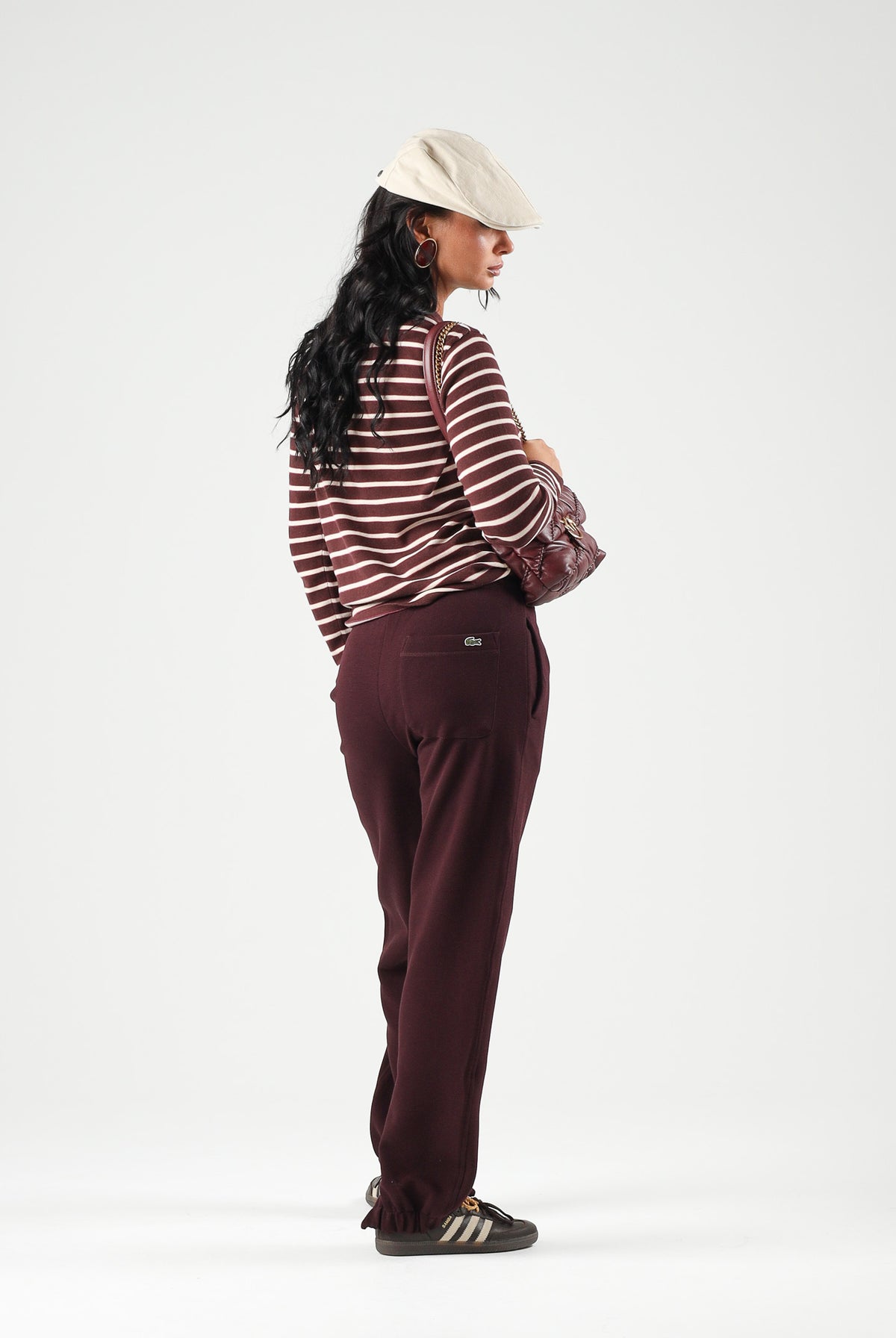 LACOSTE Pantaloni SPORT TRACK PANTS bordeaux per donna con coulisse e dettagli con zip alle caviglie XF5244 3KE LACOSTE