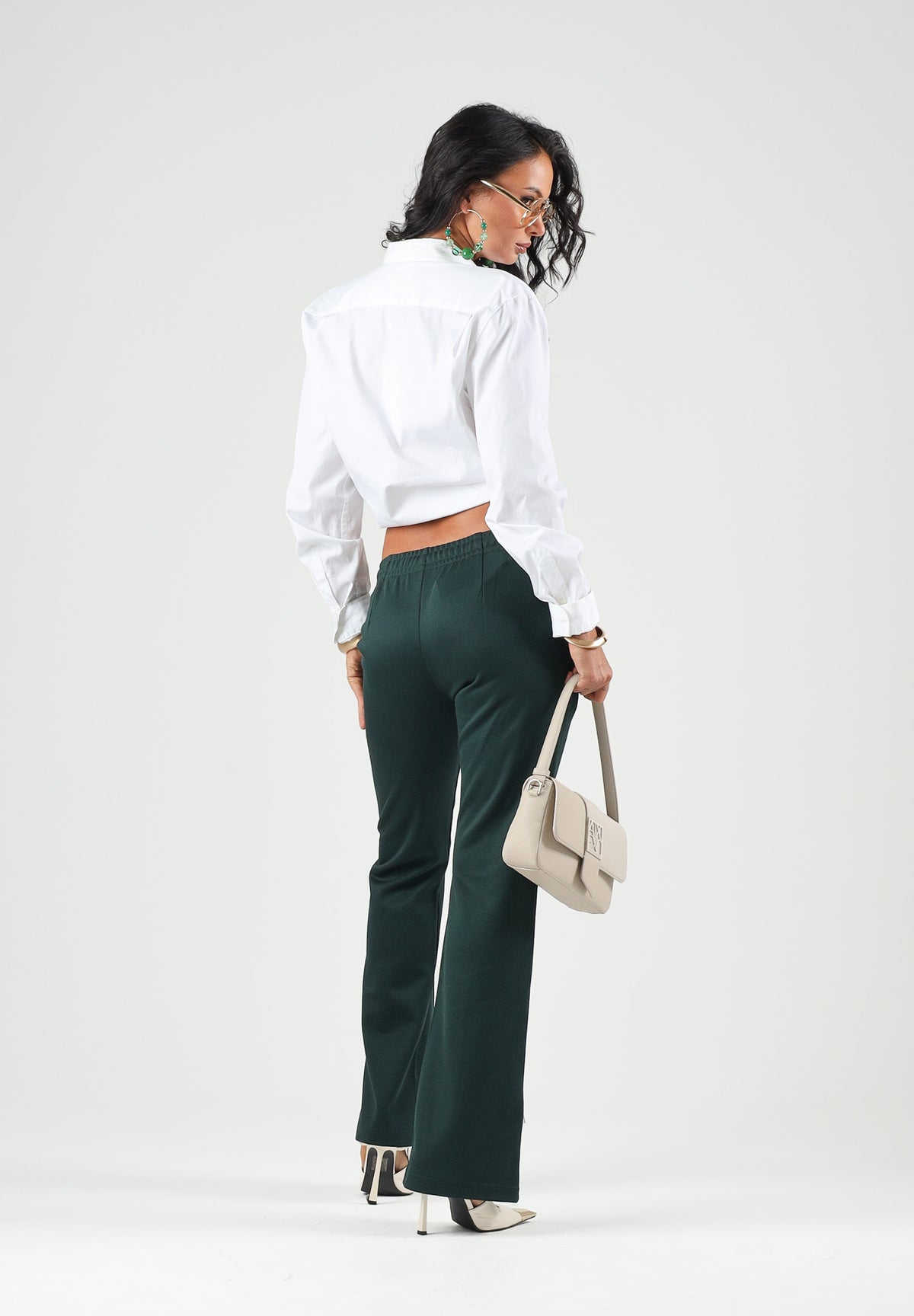 LACOSTE Pantaloni SPORT TRACK PANTS verde per donna con bande laterali a contrasto e tasche con zip. XF5253 YZP LACOSTE