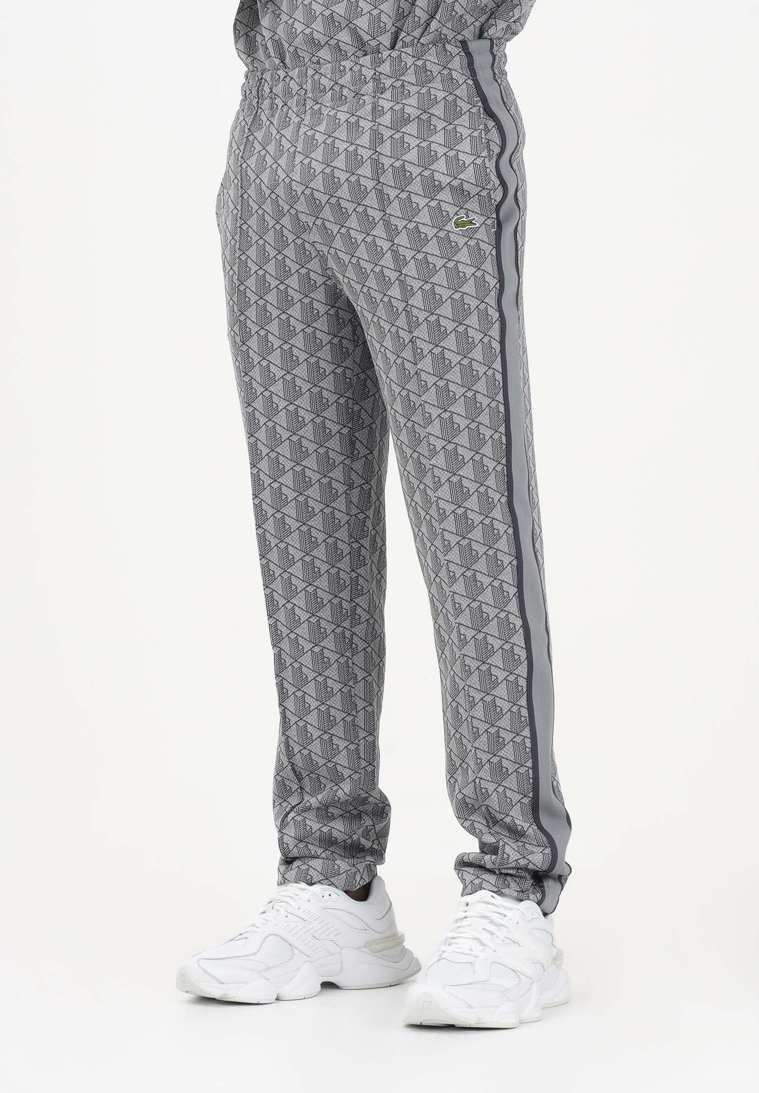 LACOSTE Pantalone sportivo grigio da uomo con monogramma Paris XH1440 41I LACOSTE