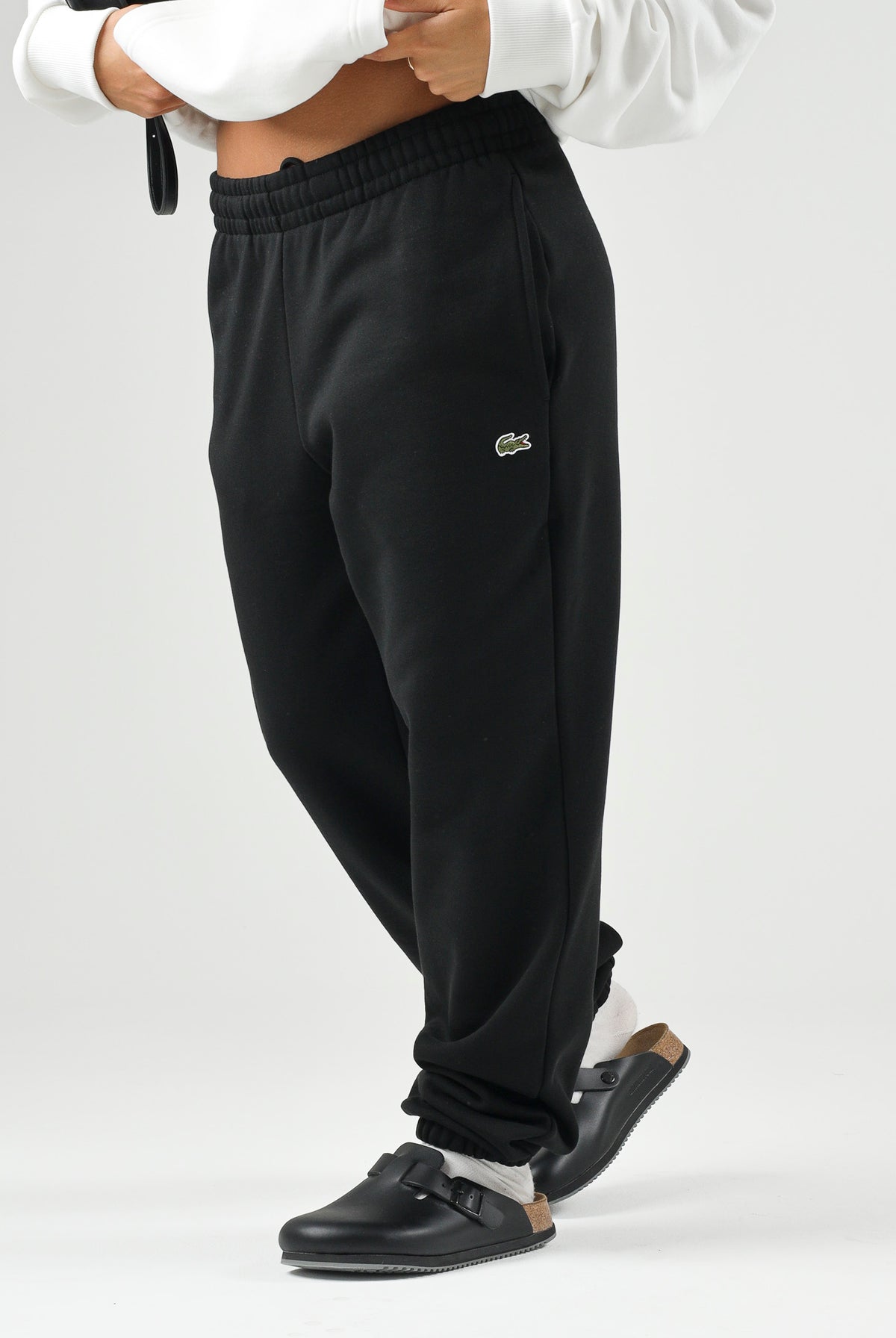 LACOSTE Pantaloni in felpa neri per uomo e donna con logo coccodrillo ricamato XH9207 031 LACOSTE