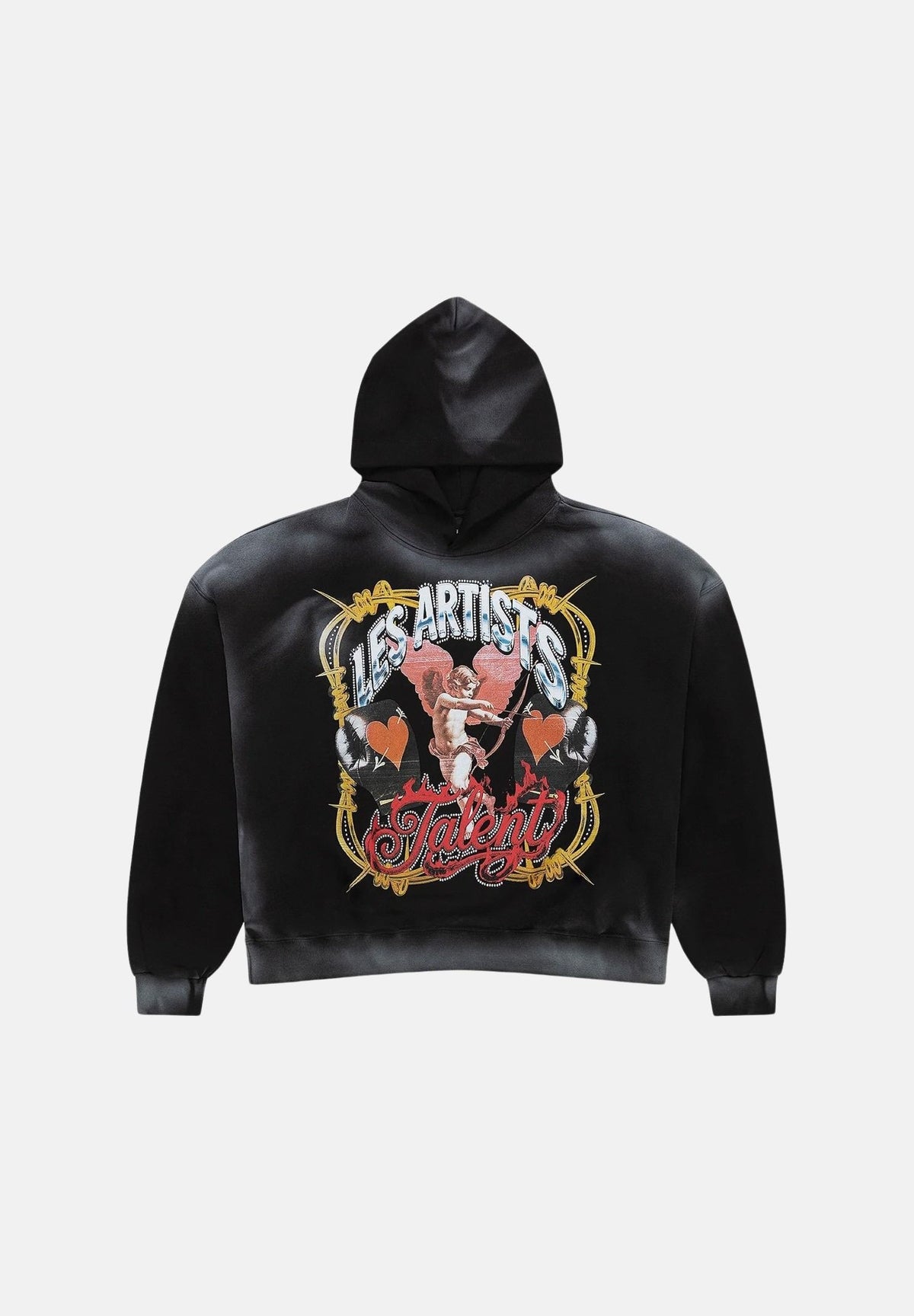 LES ARTISTS Felpa con cappuccio Hoodie Crop Top nero per uomo e donna con stampa grafica artistica Talent. 27SSLAHD5040 121 LES ARTISTS