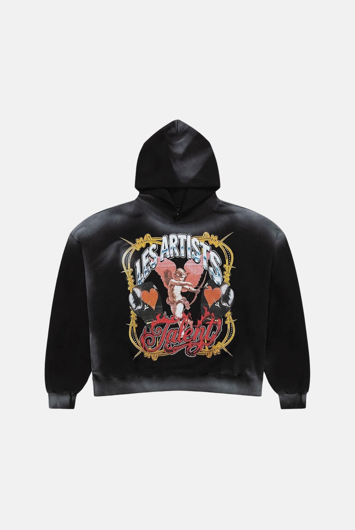 LES ARTISTS Felpa con cappuccio Hoodie Crop Top nero per uomo e donna con stampa grafica artistica Talent. 27SSLAHD5040 121 LES ARTISTS