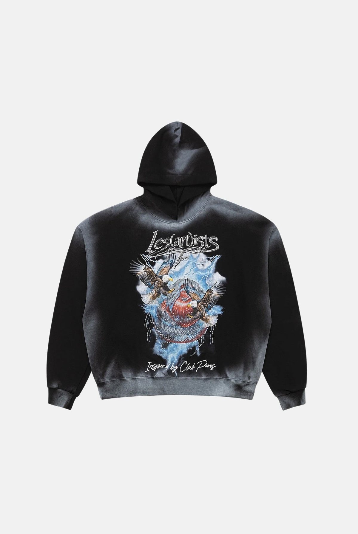 LES ARTISTS Felpa con cappuccio Hoodie Crop Top nero per uomo e donna con stampa grafica urban style. 27SSLAHD5041 121 LES ARTISTS