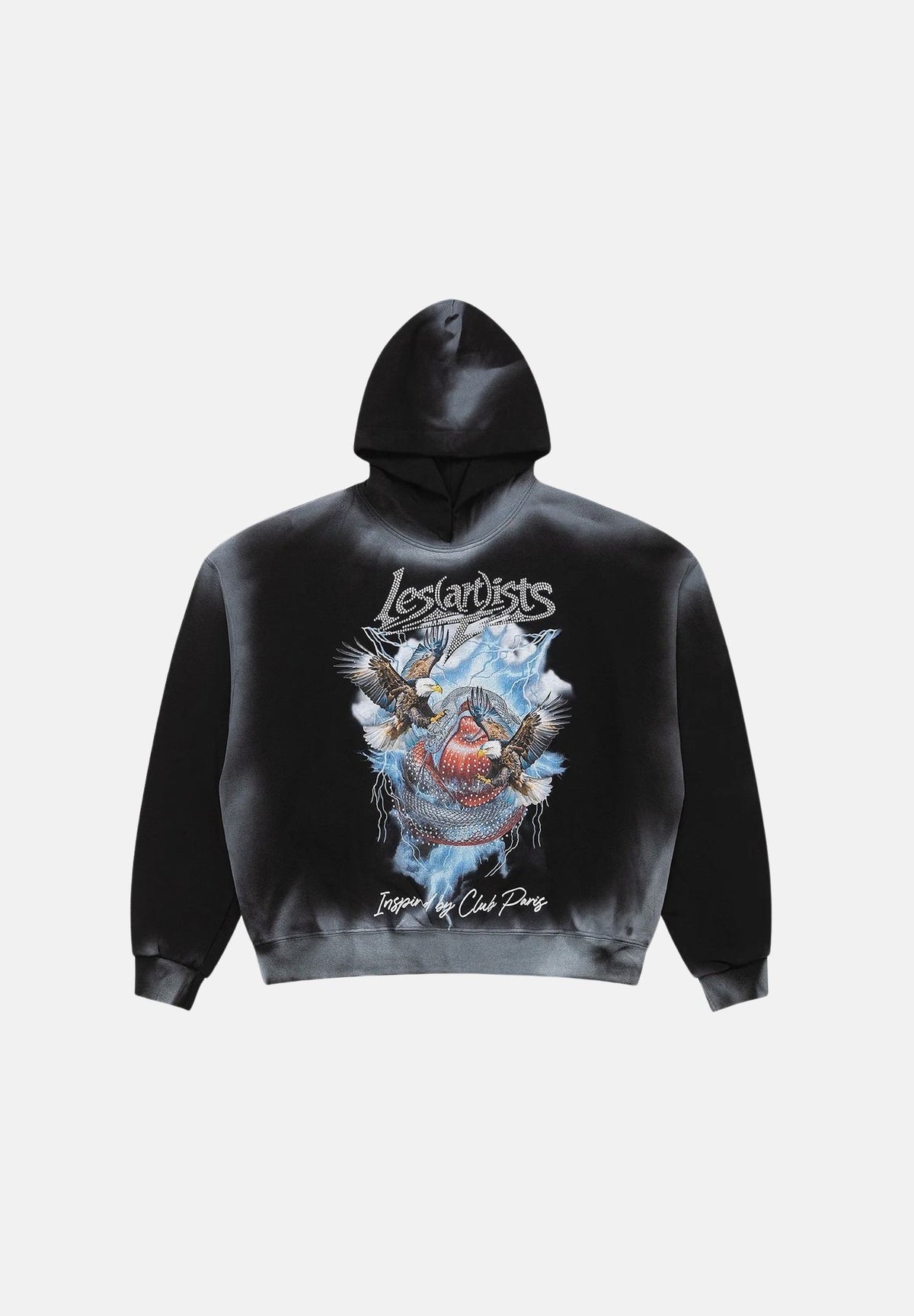 LES ARTISTS Felpa con cappuccio Hoodie Crop Top nero per uomo e donna con stampa grafica urban style. 27SSLAHD5041 121 LES ARTISTS