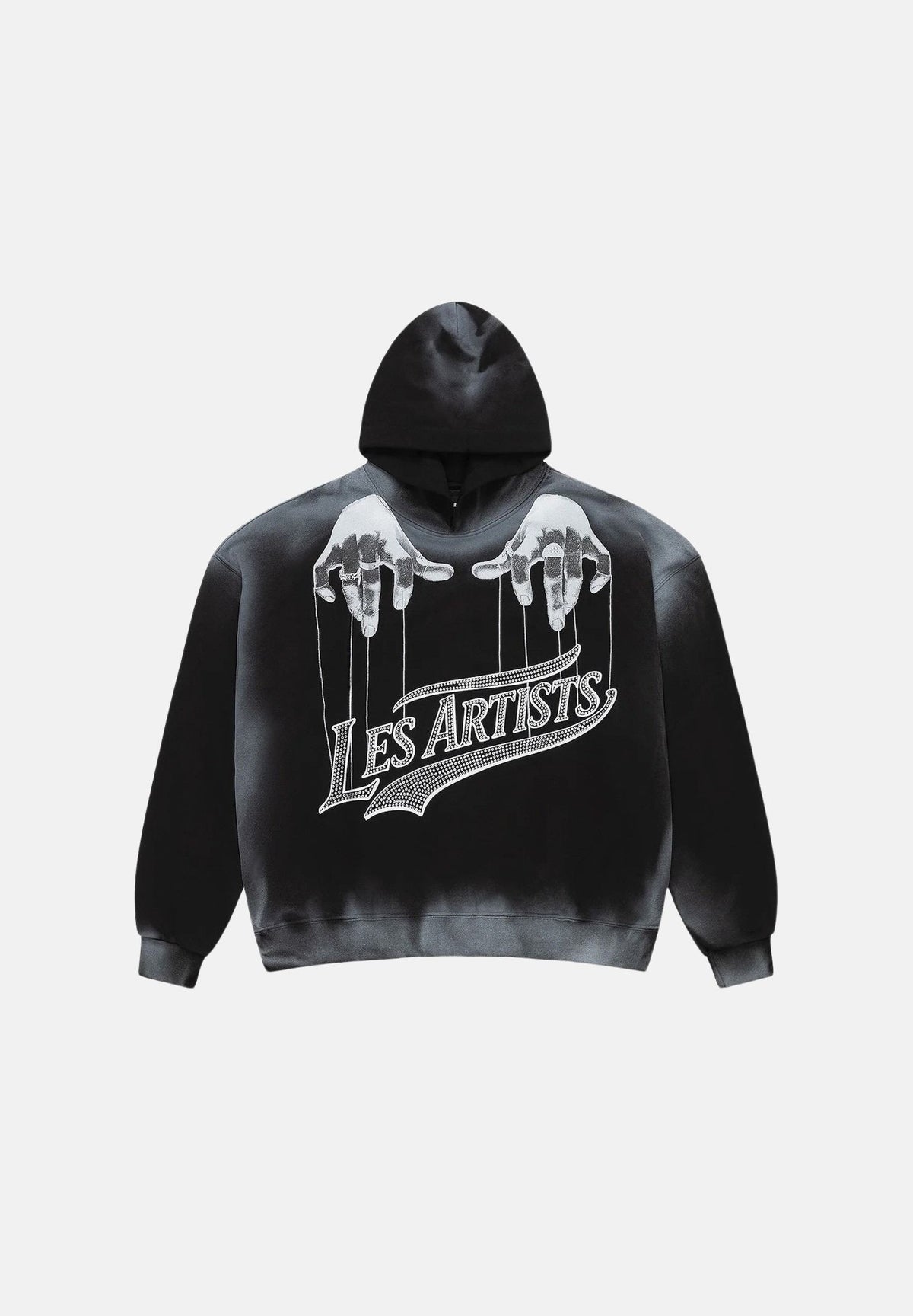 LES ARTISTS Felpa con cappuccio Hoodie Crop Top nera per uomo e donna con maxi logo grafico posteriore in stile urban rock. 27SSLAHD5045 121 LES ARTISTS