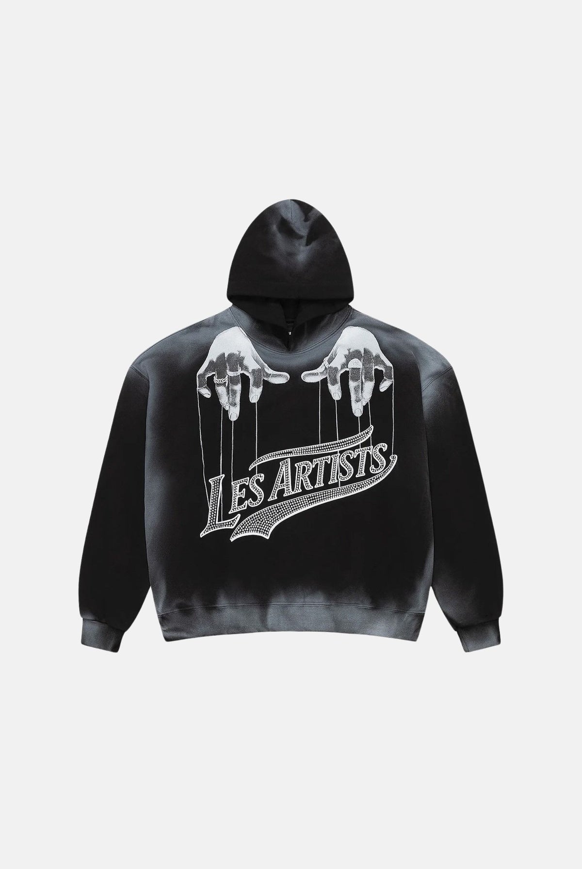 LES ARTISTS Felpa con cappuccio Hoodie Crop Top nera per uomo e donna con maxi logo grafico posteriore in stile urban rock. 27SSLAHD5045 121 LES ARTISTS