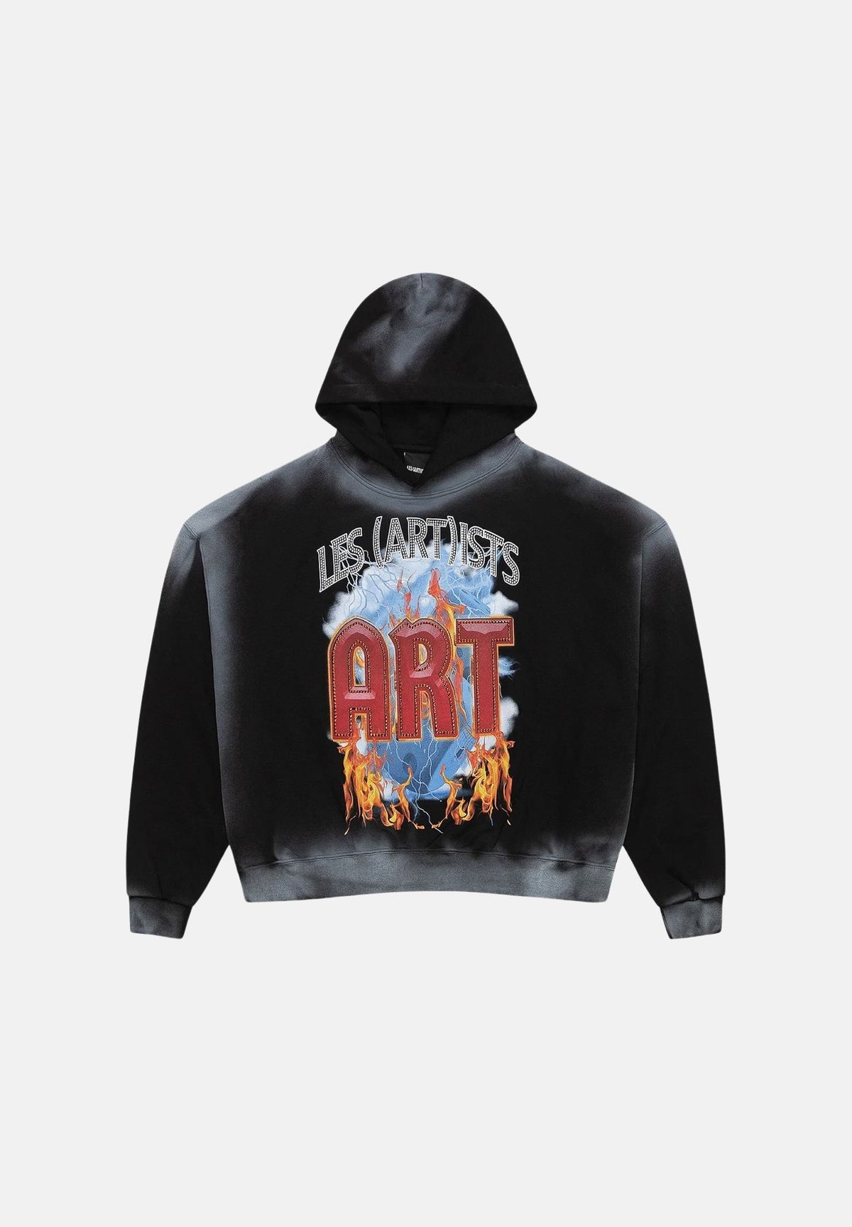 LES ARTISTS Felpa con cappuccio Hoodie Crop Top nera per uomo e donna con stampa grafica artistica sul retro. 27SSLAHD5046 121 LES ARTISTS