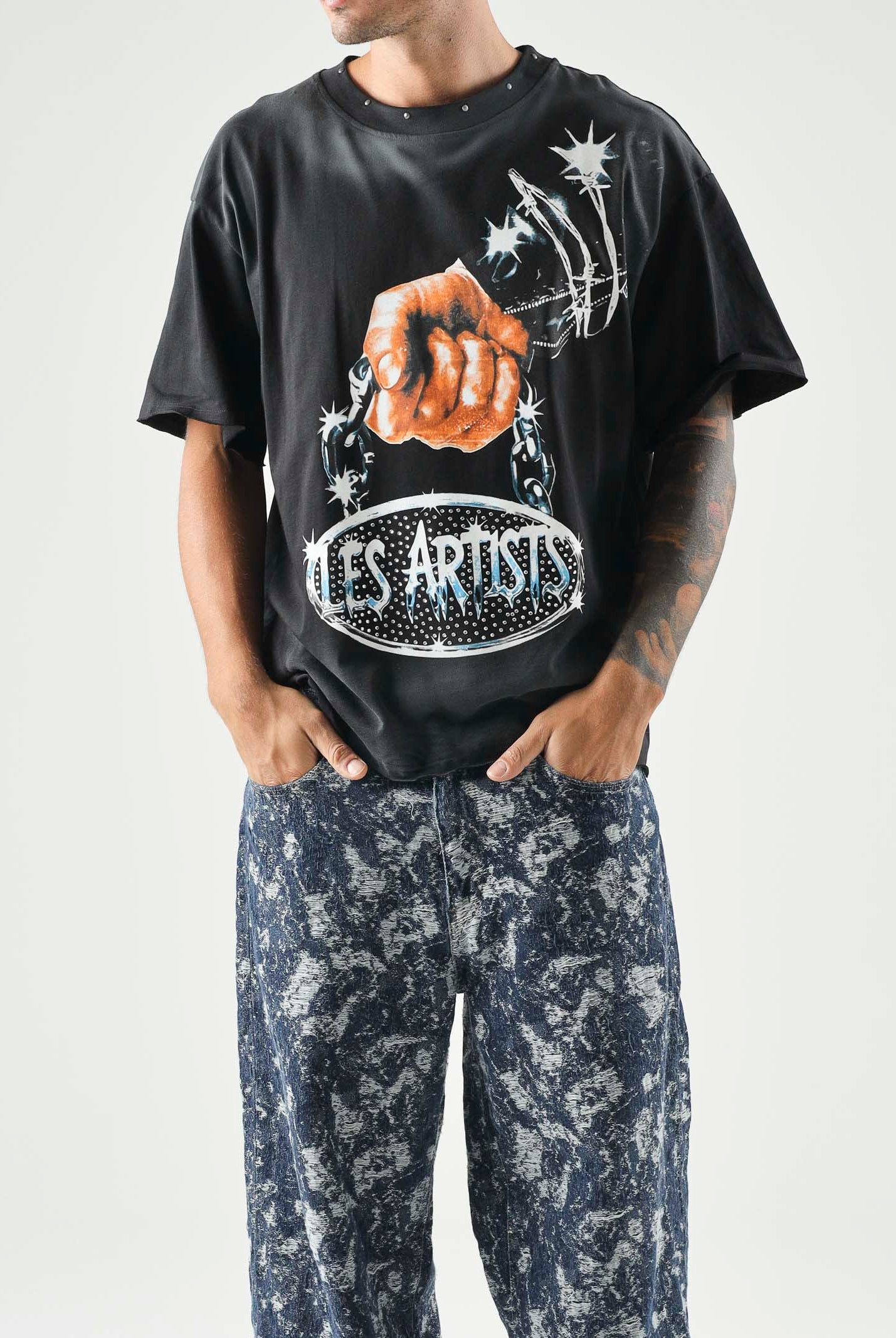 LES ARTISTS T-shirt LES ARTISTS CHAIN per uomo e donna con stampa grafica 27SSLATS1123 121 LES ARTISTS