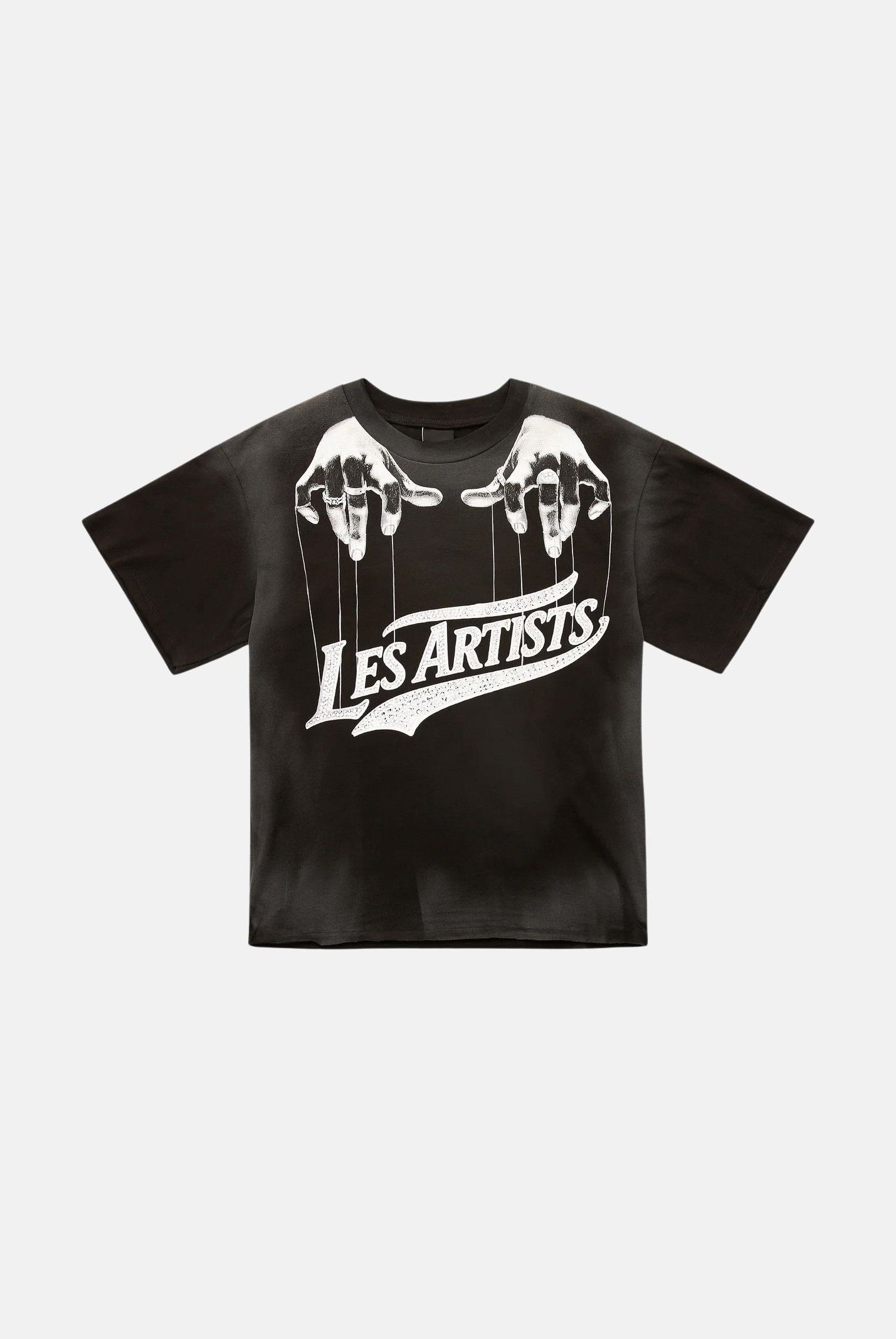 LES ARTISTS T-shirt HANDS nera per uomo e donna con maxi stampa grafica frontale 27SSLATS1125 121 LES ARTISTS