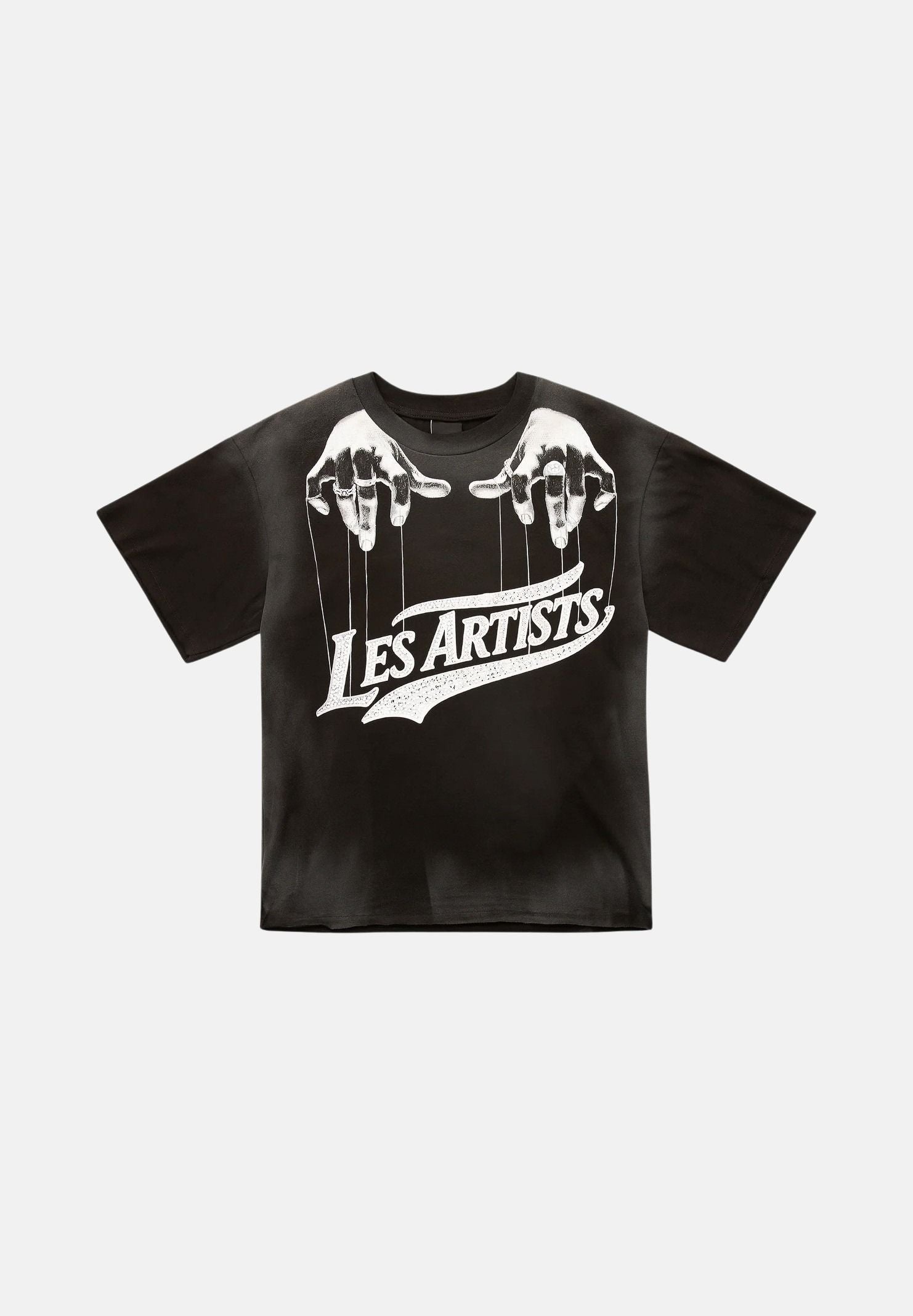 LES ARTISTS T-shirt HANDS nera per uomo e donna con maxi stampa grafica frontale 27SSLATS1125 121 LES ARTISTS