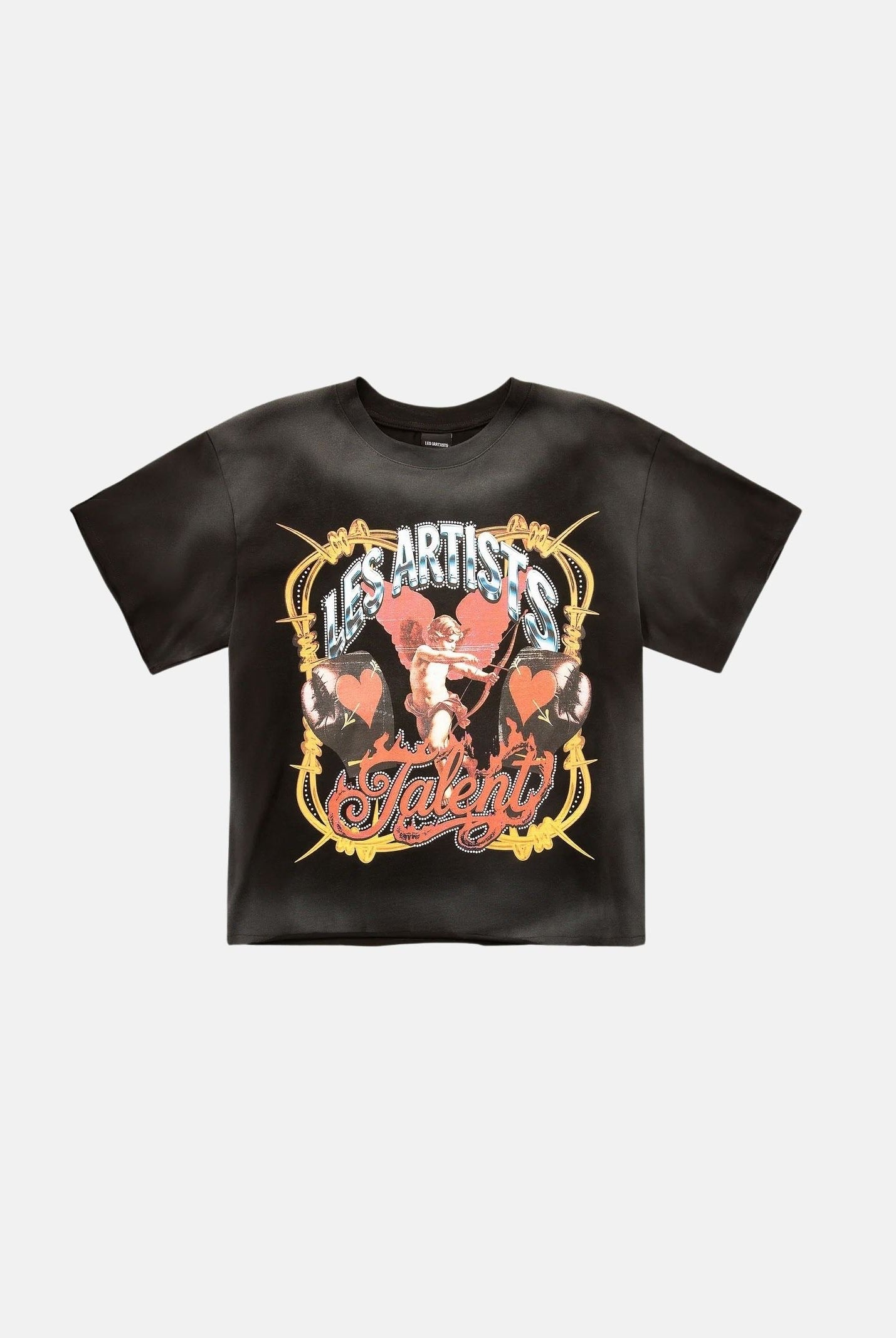 LES ARTISTS T-shirt LES ARTISTS TALENT nera per uomo e donna con maxi stampa grafica frontale multicolore 27SSLATS1131 121 LES ARTISTS