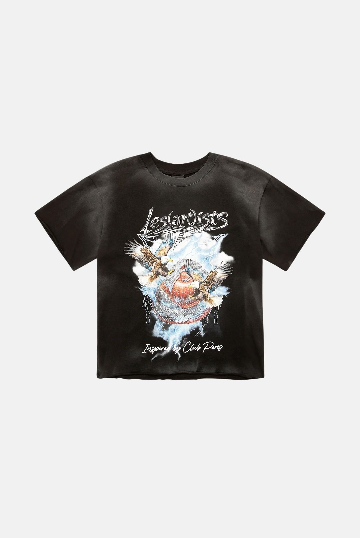 LES ARTISTS T-shirt EAGLES nera per uomo e donna con maxi stampa grafica frontale multicolore ed effetto vintage. 27SSLATS1134 121 LES ARTISTS