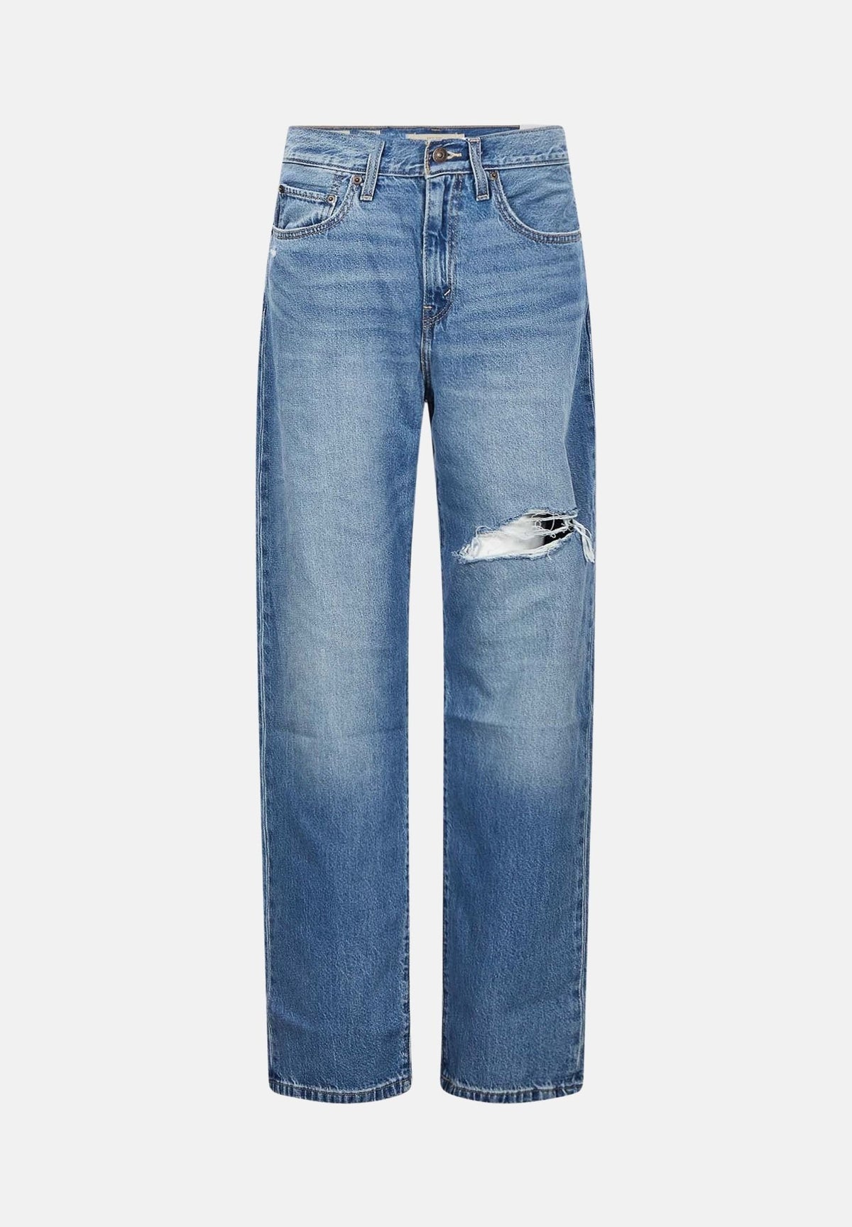 LEVI'S® Jeans med indigo-blu da donna con lavaggio denim e dettaglio strappato sul ginocchio. 005DC-0018 . LEVI'S®