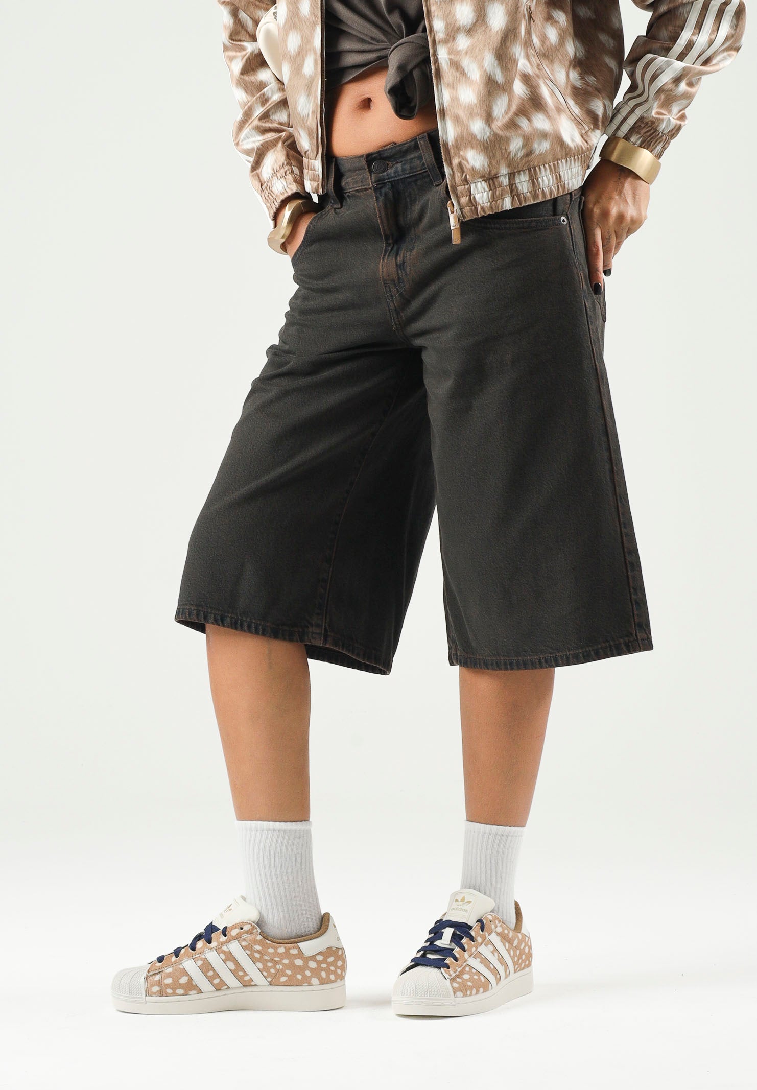 LEVI'S® Shorts SUPER BAGGY JORTS marrone da donna con lavaggio sfumato 005DT-0011 . LEVI'S®