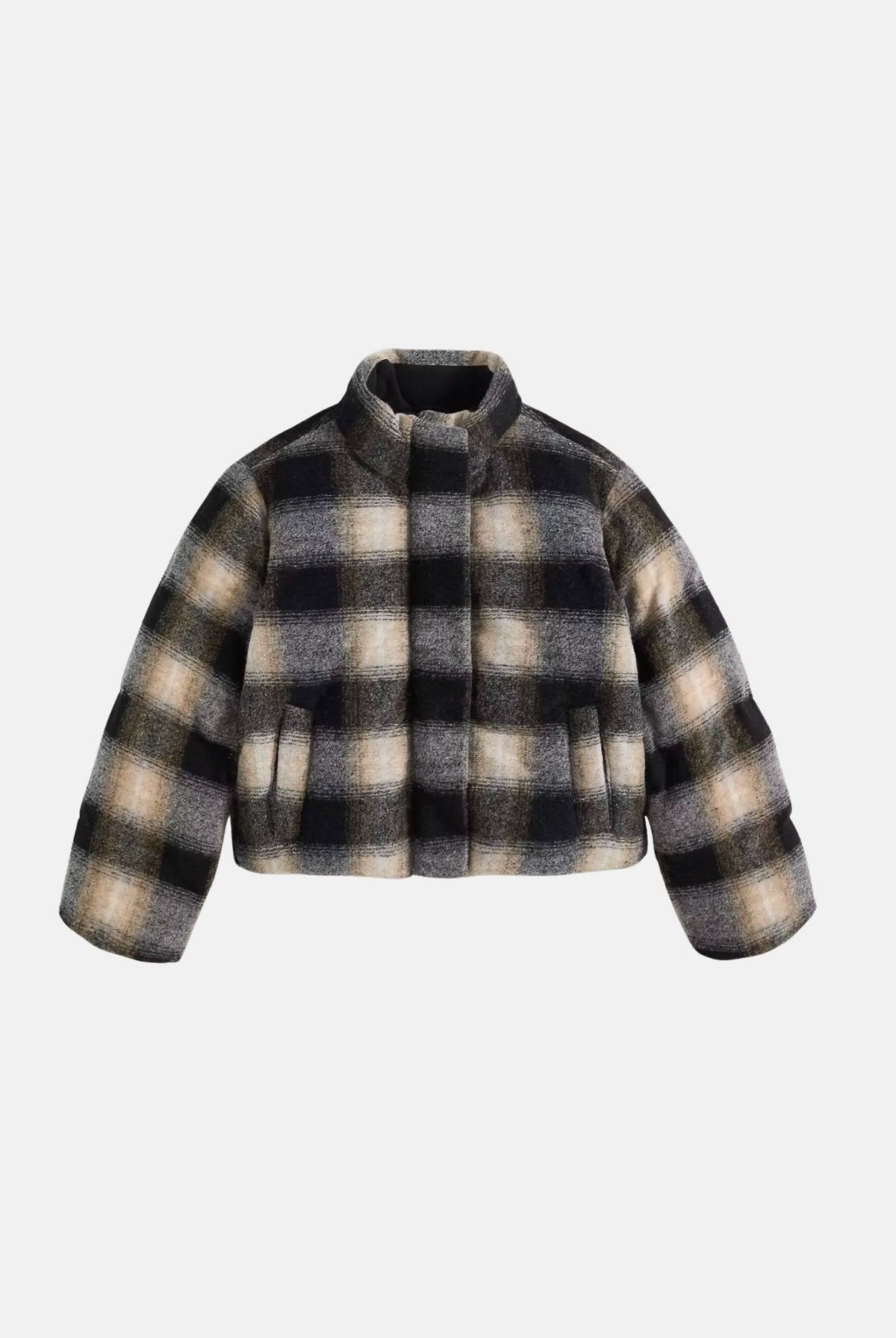 LEVI'S® Piumino leggero BRYNN CROP PUFFER marrone e nero da donna con fantasia tartan 006RY-0002 . LEVI'S®