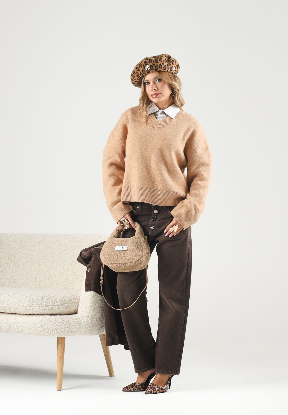 LEVI'S® Maglione scollo a V SUPER SOFT beige cammello da donna 007VW-0003 . LEVI'S®