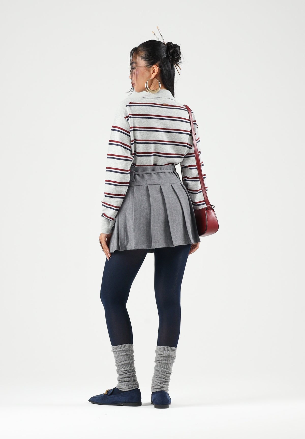 LEVI'S® Polo manica lunga multicolore-grigio da donna con abbottonatura corta e motivo a righe orizzontali. 007VY-0001 . LEVI'S®