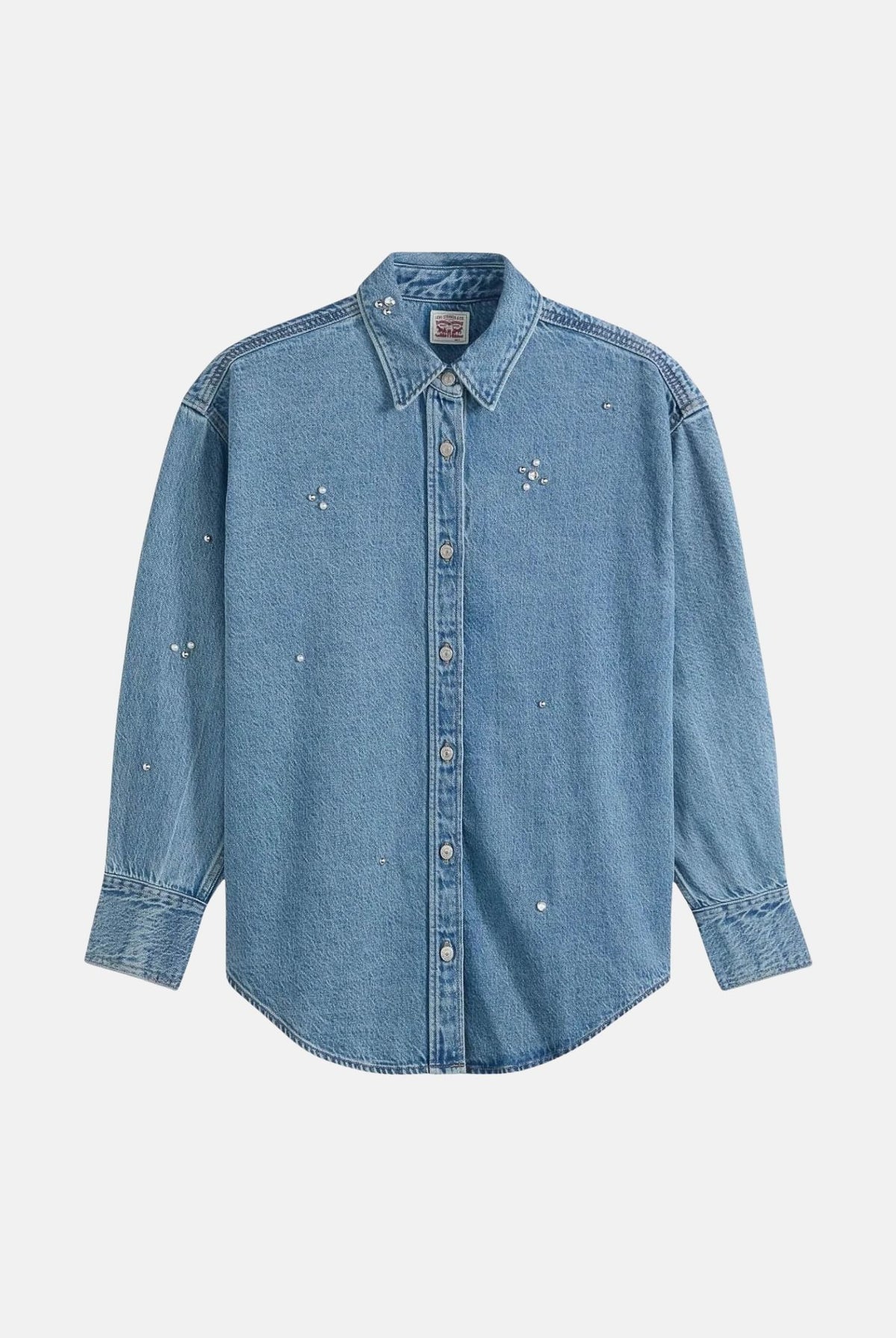 LEVI'S® Camicia manica lunga med indigo-celeste da donna con chiusura frontale con bottoni e dettagli ricamati. 007WZ-0000 . LEVI'S®