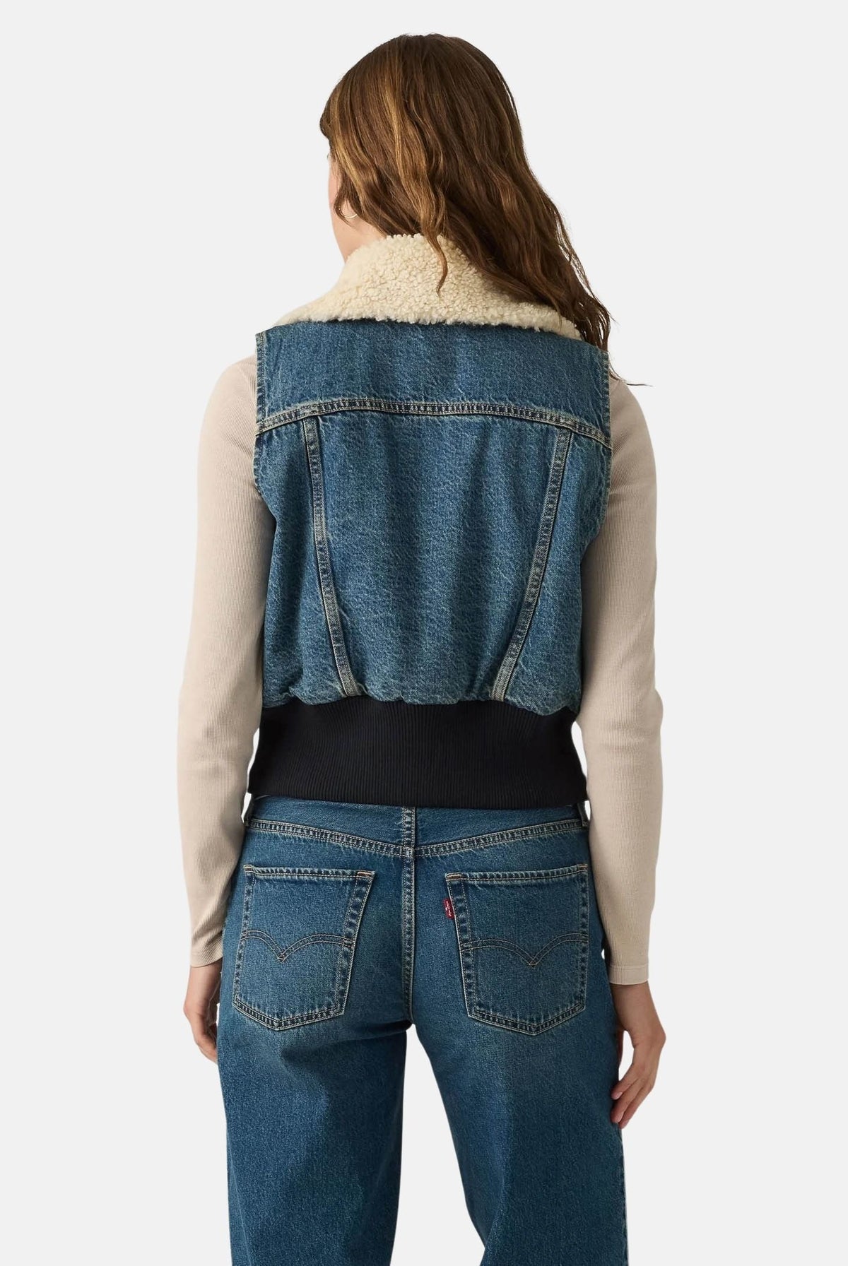 LEVI'S® Gilet TINY SHERPA VEST indigo denim blu da donna 0089F-0000 . LEVI'S®