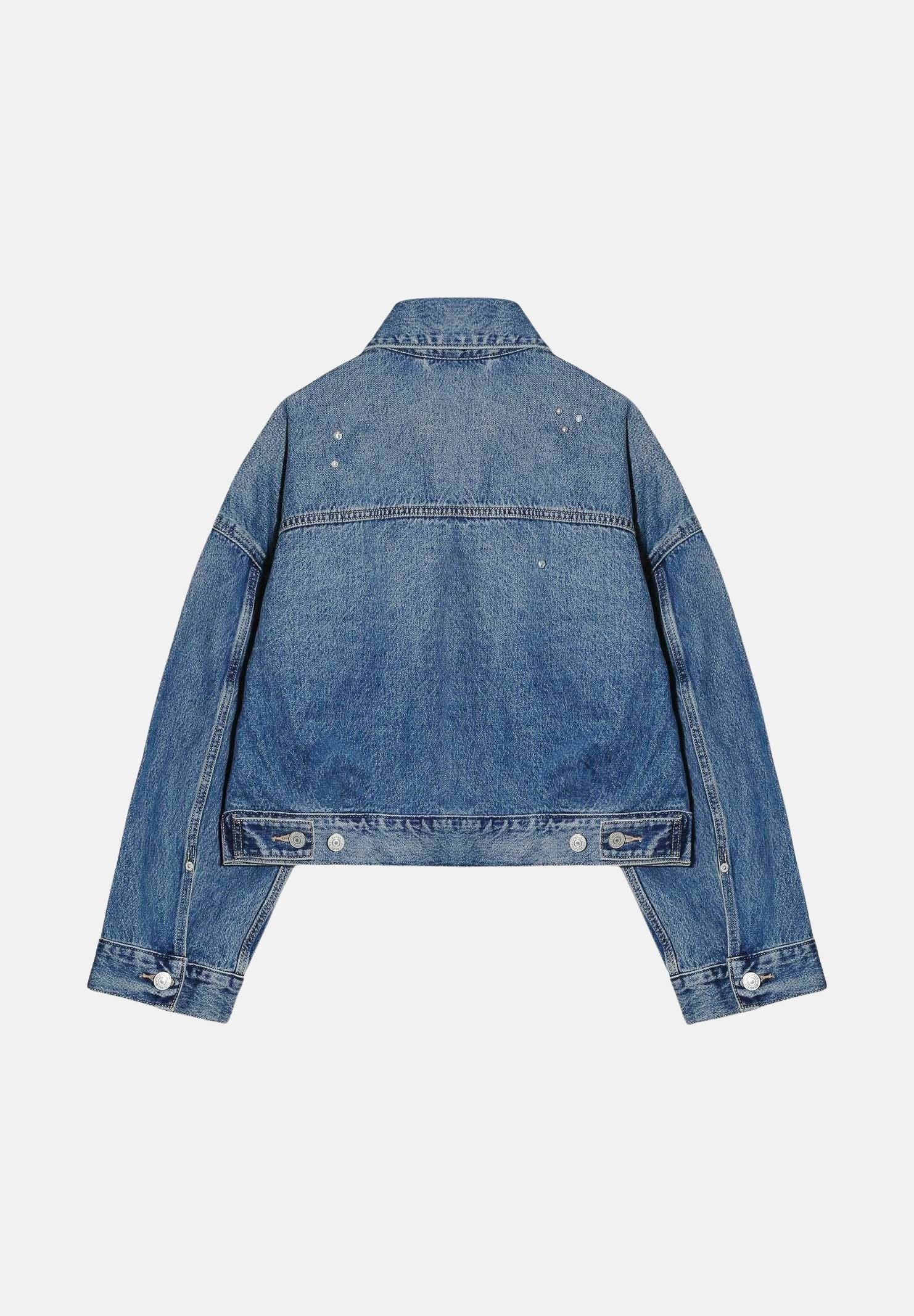 LEVI'S Giacca STRASS SILVER STUDS CROPPED indigo blu da donna con applicazioni decorative 0089L-0003 . LEVI'S®