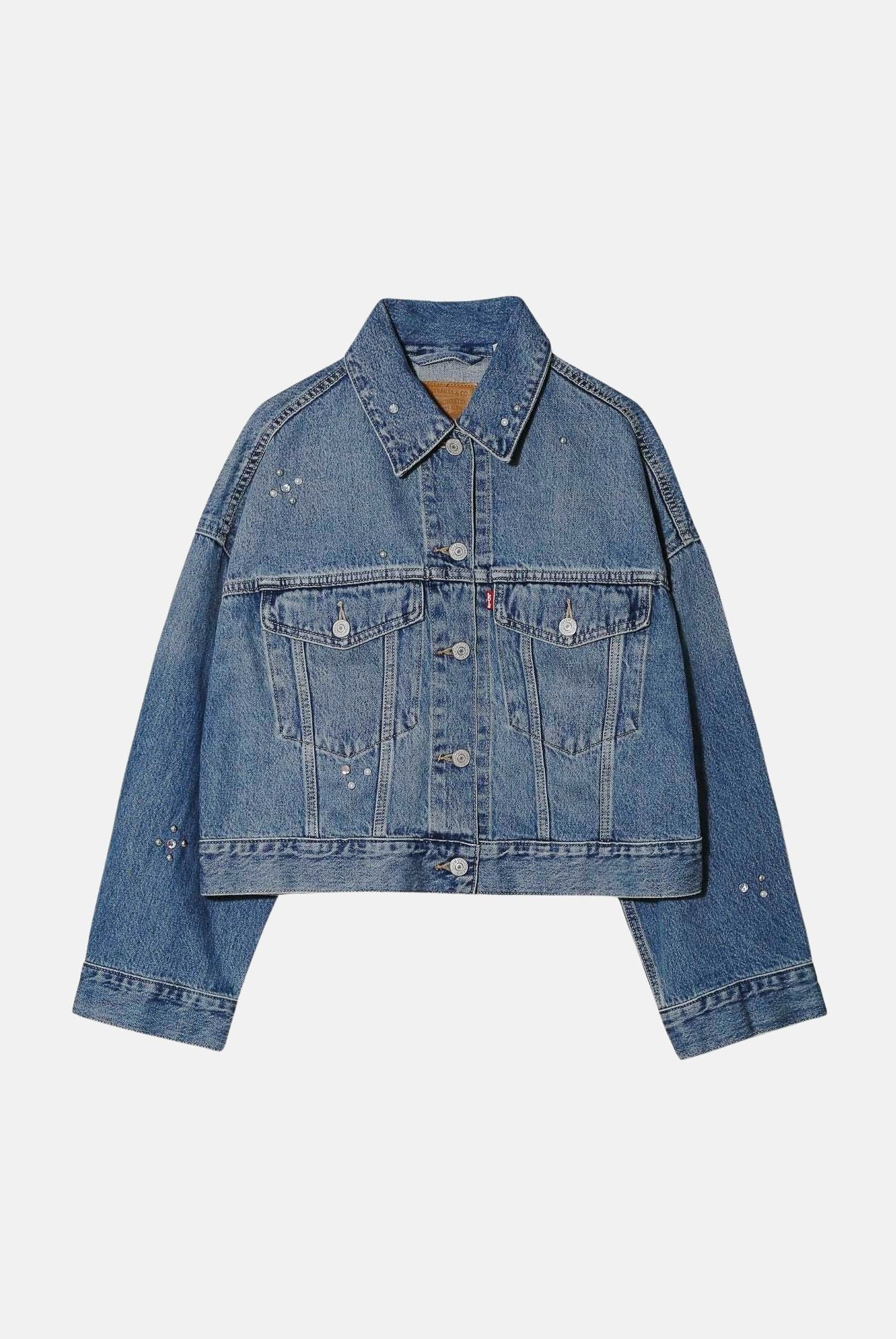 LEVI'S Giacca STRASS SILVER STUDS CROPPED indigo blu da donna con applicazioni decorative 0089L-0003 . LEVI'S®