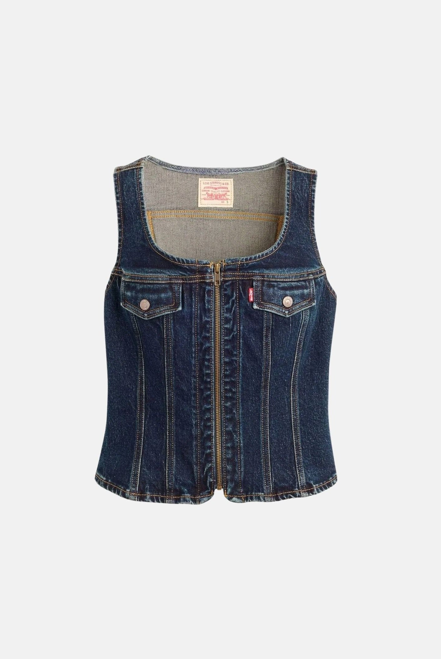 LEVI'S® Gilet VINTAGE ZIP VEST Left Click Trucker - Dark Wash blu scuro da donna. 0089P-0004 . LEVI'S®