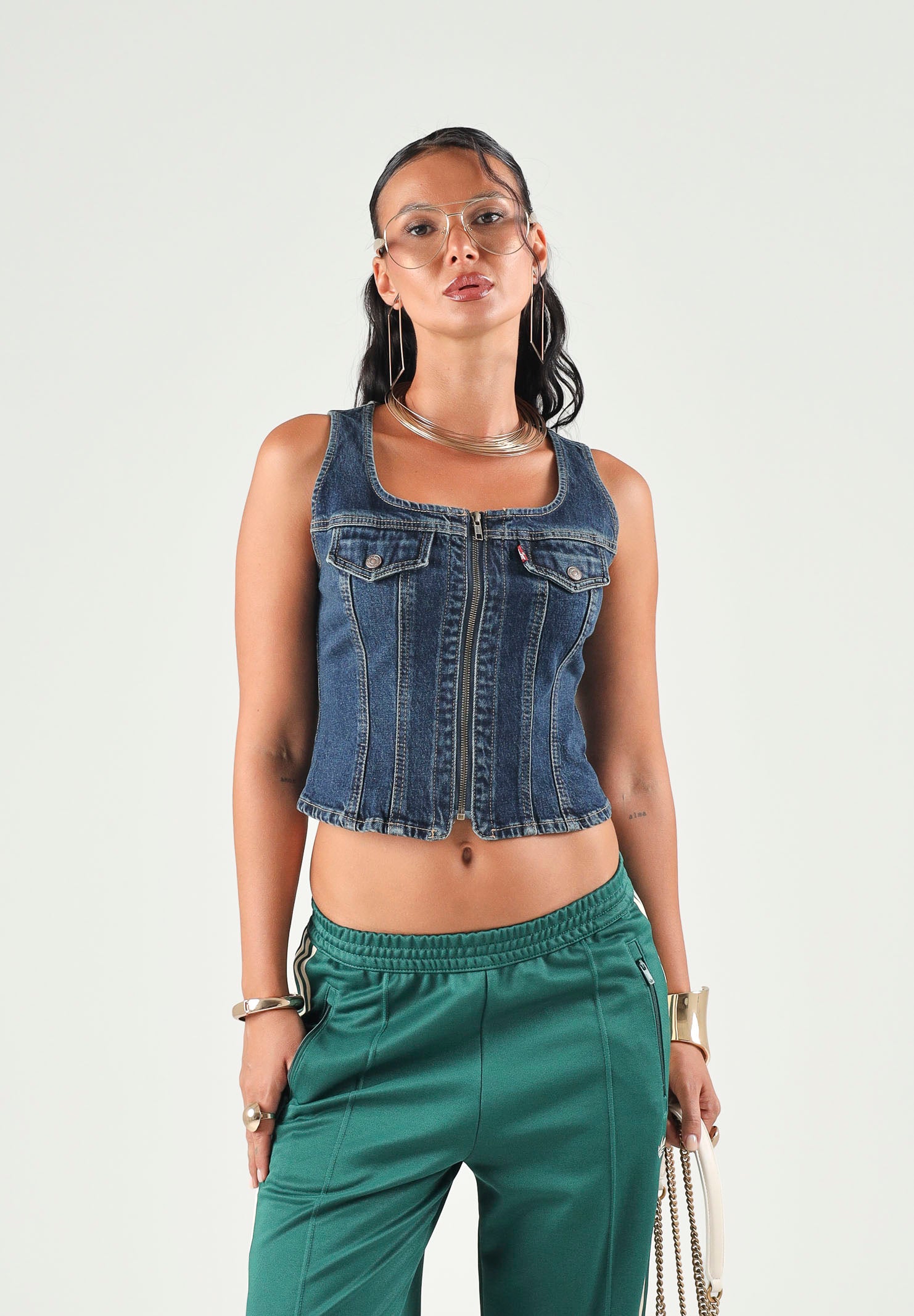 LEVI'S® Gilet VINTAGE ZIP VEST Left Click Trucker - Dark Wash blu scuro da donna. 0089P-0004 . LEVI'S®