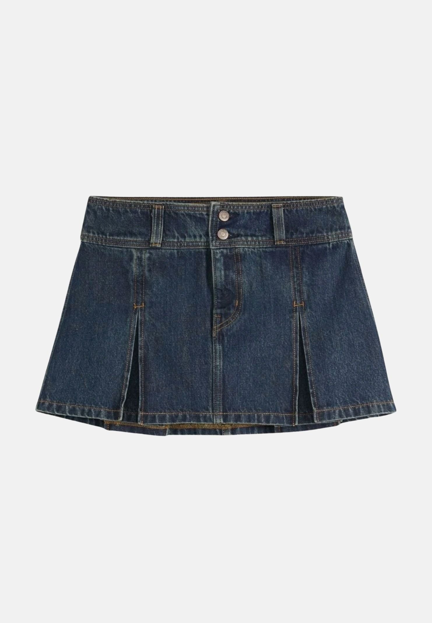 LEVI'S® Gonna INVERTED PLEAT MINI SKIRT Happy Tale Stone - Dark Wash, blu indaco scuro, donna. 0089S-0004 . LEVI'S®
