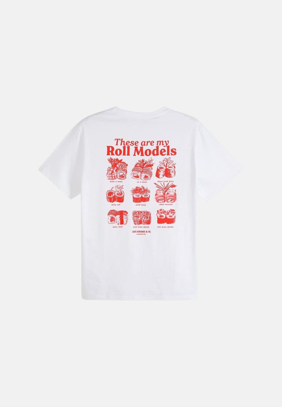 LEVI'S® T-shirt manica corta GRAPHIC TEE ROLL MODELS bianca da uomo con grafiche stampate. 16143-2625 . LEVI'S®