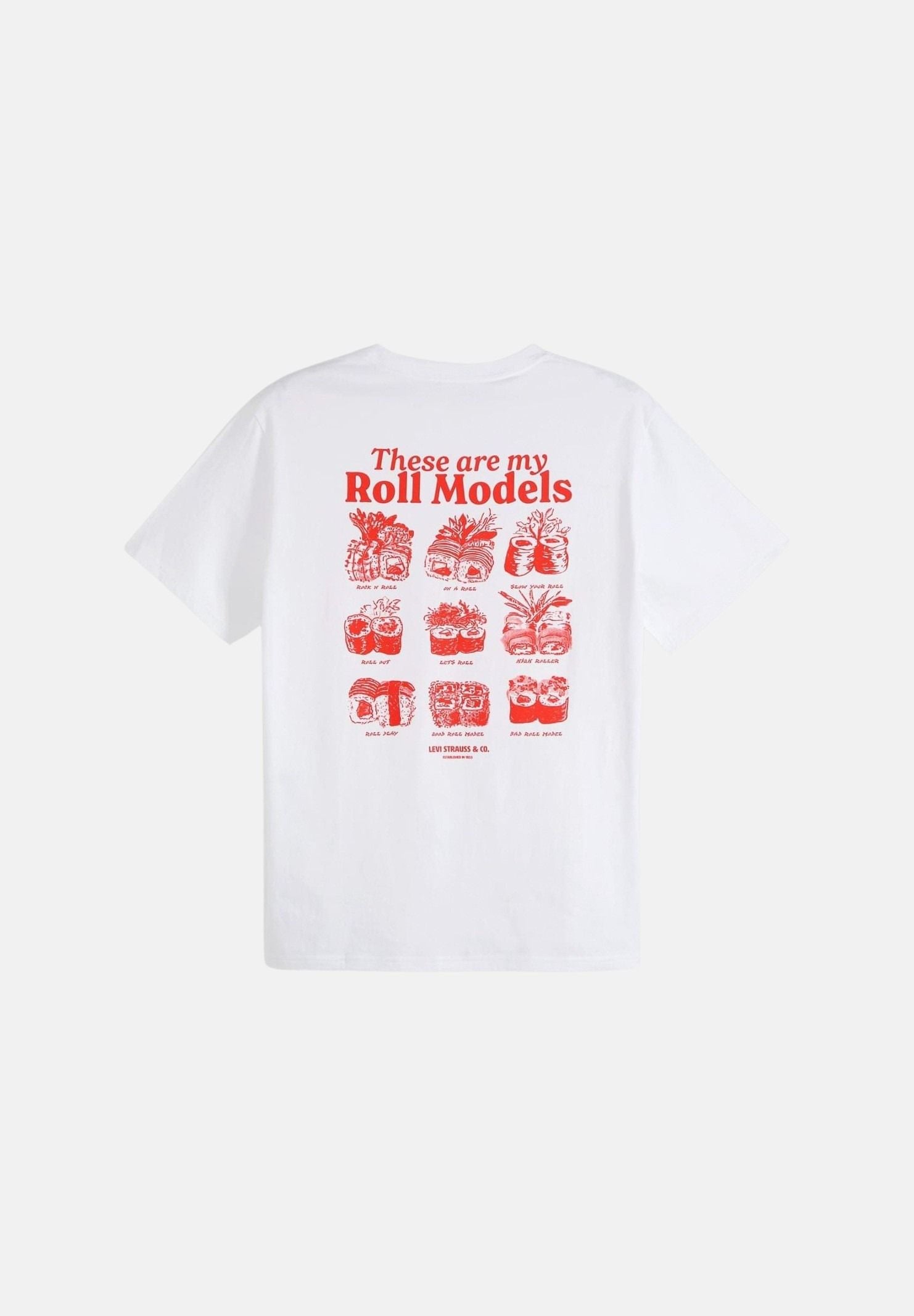 LEVI'S® T-shirt GRAPHIC TEE ROLL MODELS bianca da uomo con grafiche stampate. 16143-2625 . LEVI'S®