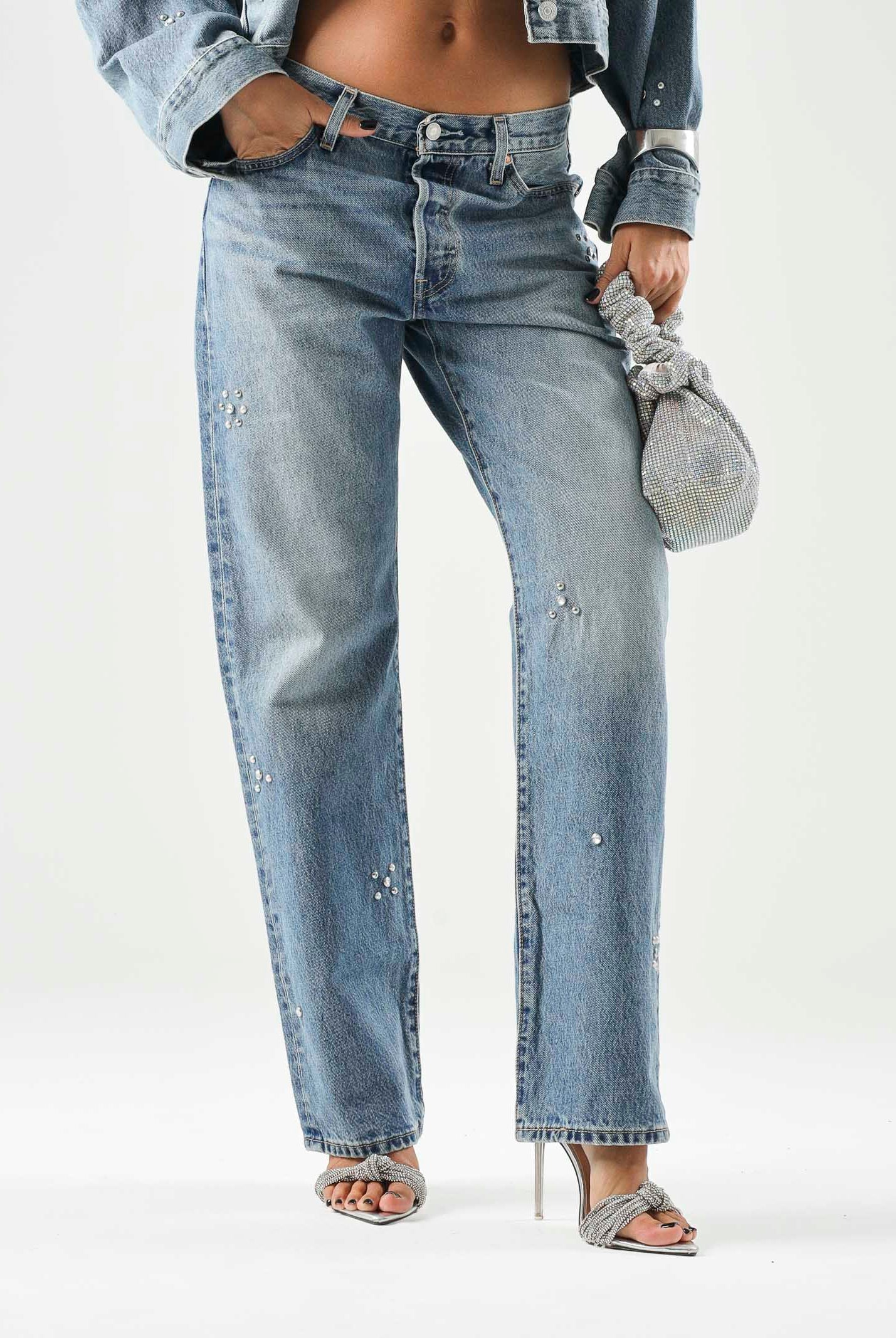 LEVI'S Jeans 501® '90S Med Indigo blu da donna con lavaggio medio, effetto vissuto A1959-0146 . LEVI'S®