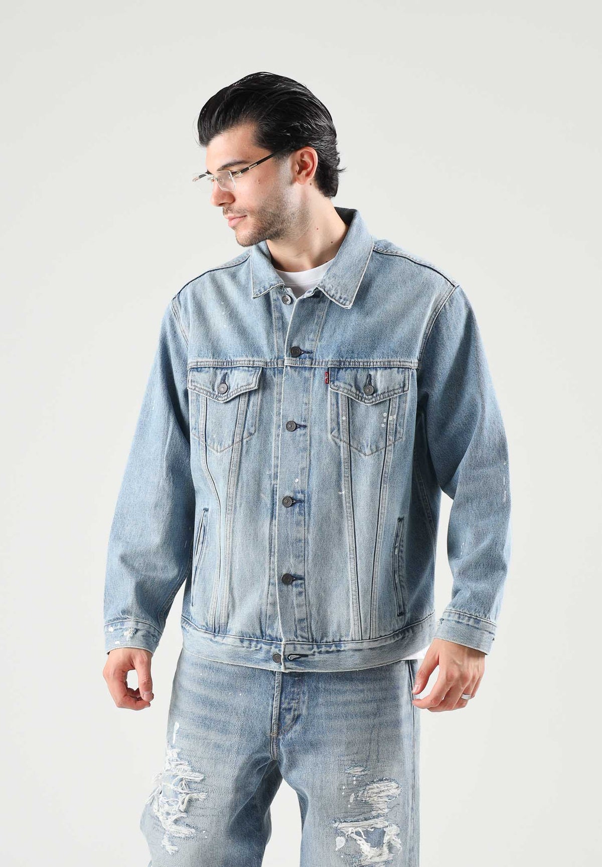LEVI'S® Giubbotto di jeans denim blu medio per uomo e donna con tasche con patta e bottoni metallici A5782-0128 . LEVI'S®