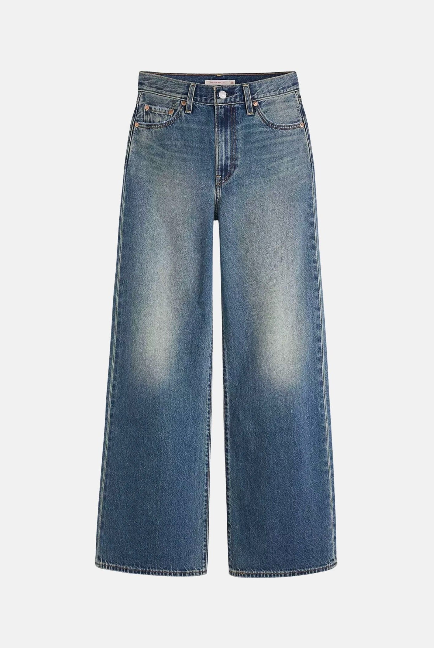 LEVI'S Jeans RIBCAGE WIDE-LEG indigo blu da donna con lavaggio sfumato ed effetto vissuto A6081-0094 . LEVI'S®