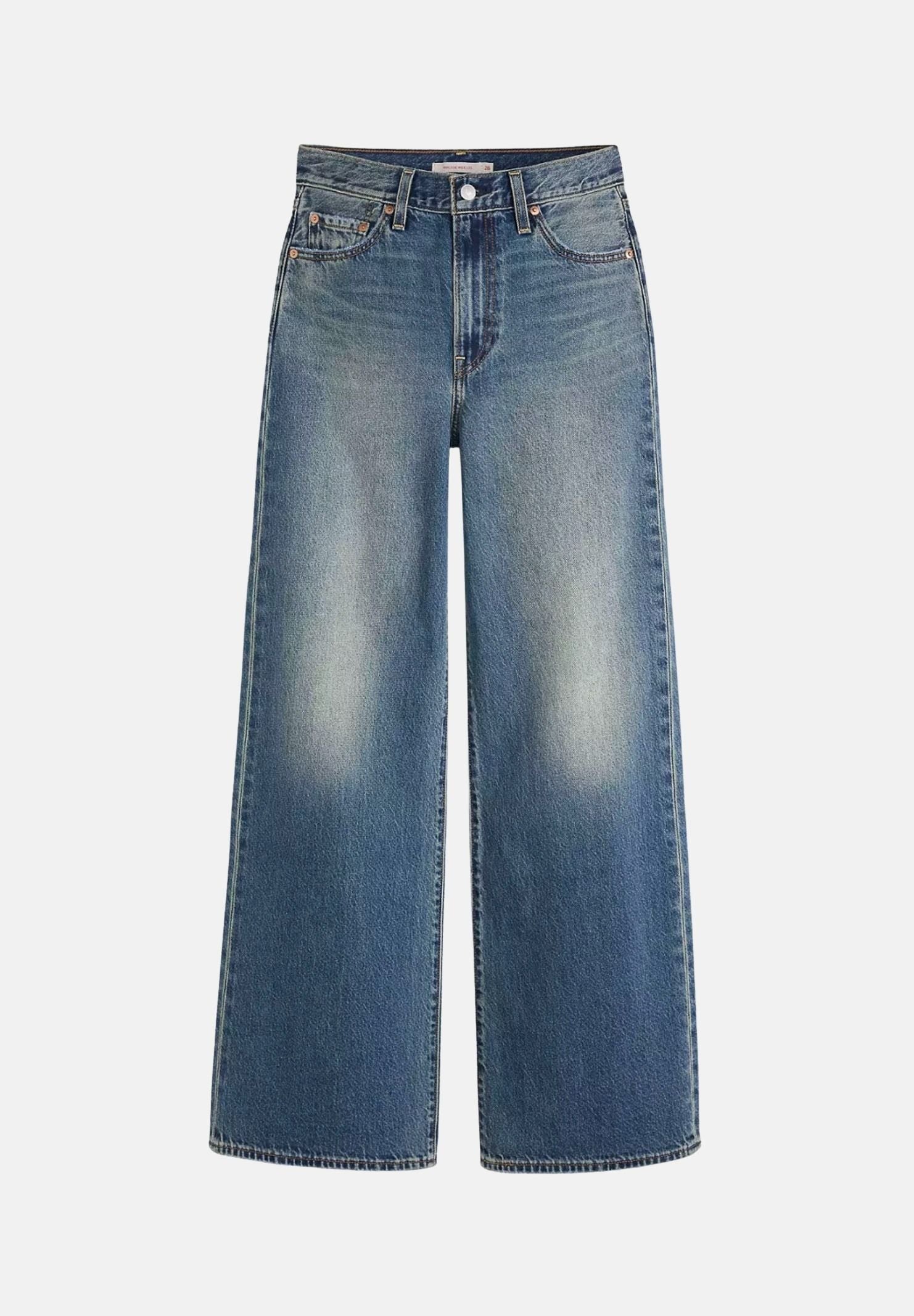 LEVI'S Jeans RIBCAGE WIDE-LEG indigo blu da donna con lavaggio sfumato ed effetto vissuto A6081-0094 . LEVI'S®