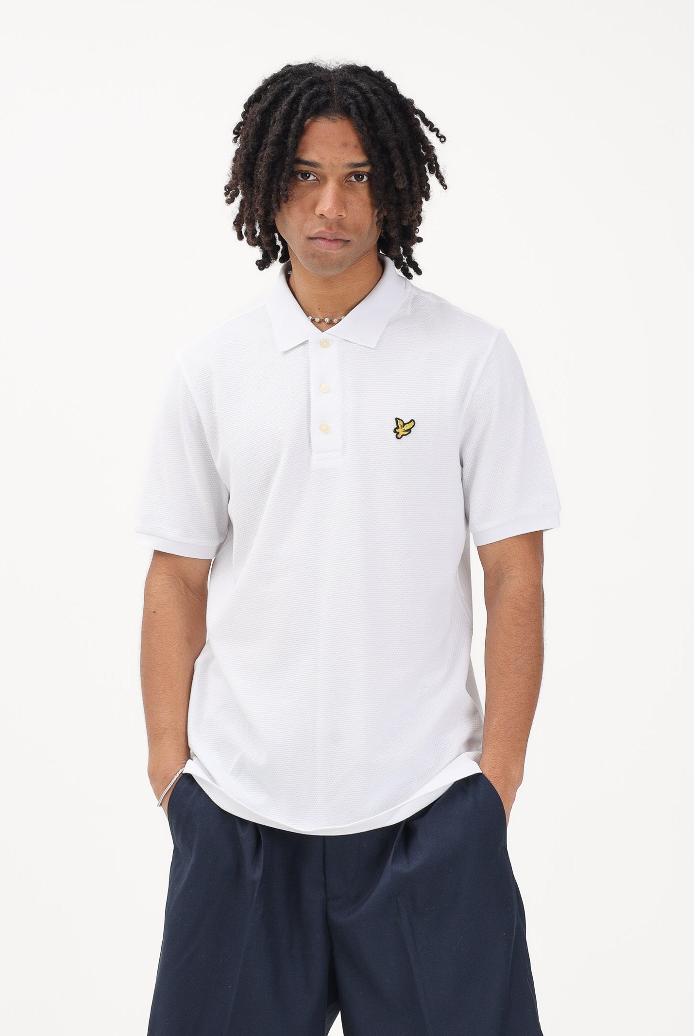LYLE & SCOTT Polo a manica corta bianca da uomo realizzata in cotone piqué SP2400V 626 LYLE & SCOTT