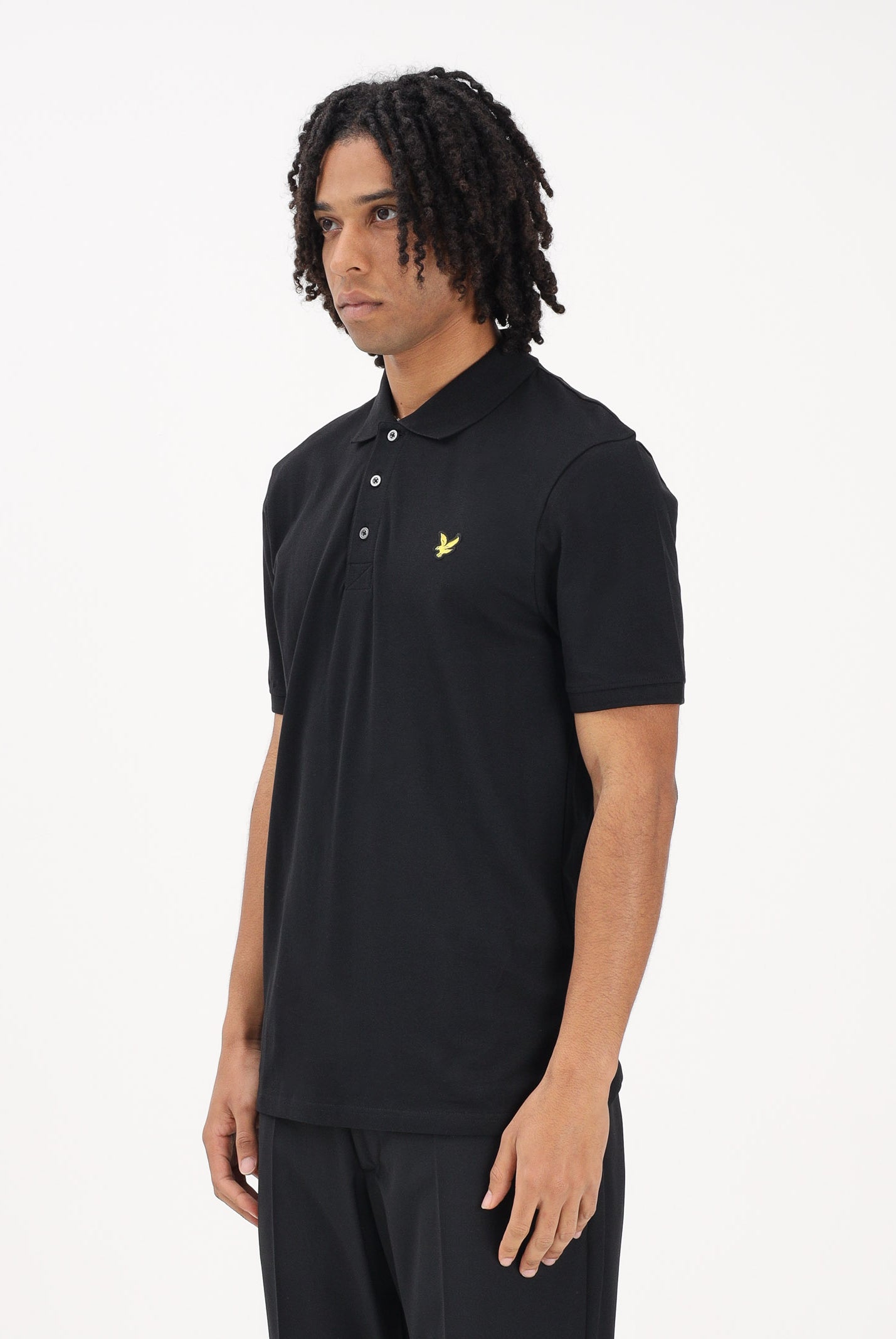 LYLE & SCOTT Polo a manica corta nera da uomo con patch logo golden eagle SP400VOG Z865 LYLE & SCOTT