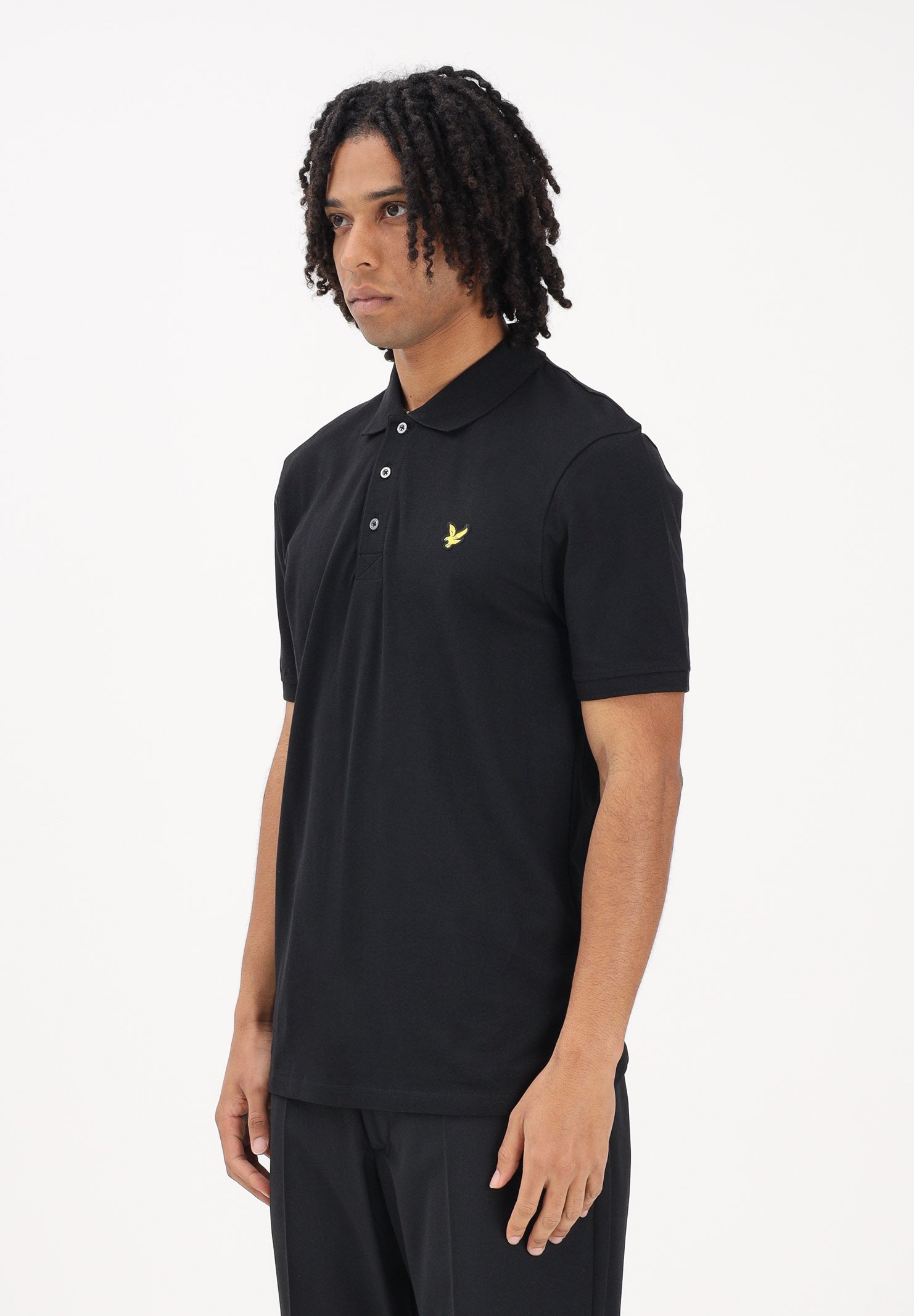 LYLE & SCOTT Polo a manica corta nera da uomo con patch logo golden eagle SP400VOG Z865 LYLE & SCOTT