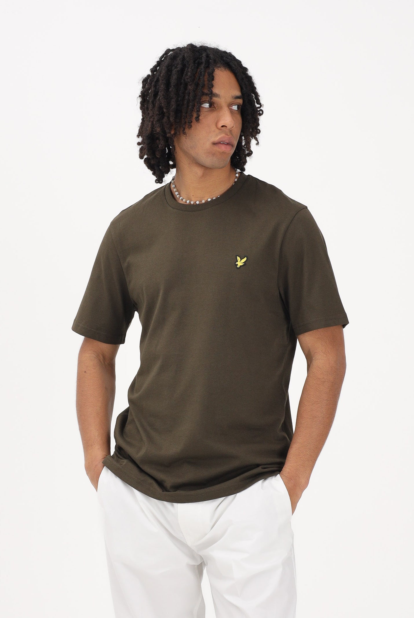 LYLE & SCOTT T-shirt a manica corta verde oliva da uomo con patch logo TS400VOG W485 LYLE & SCOTT