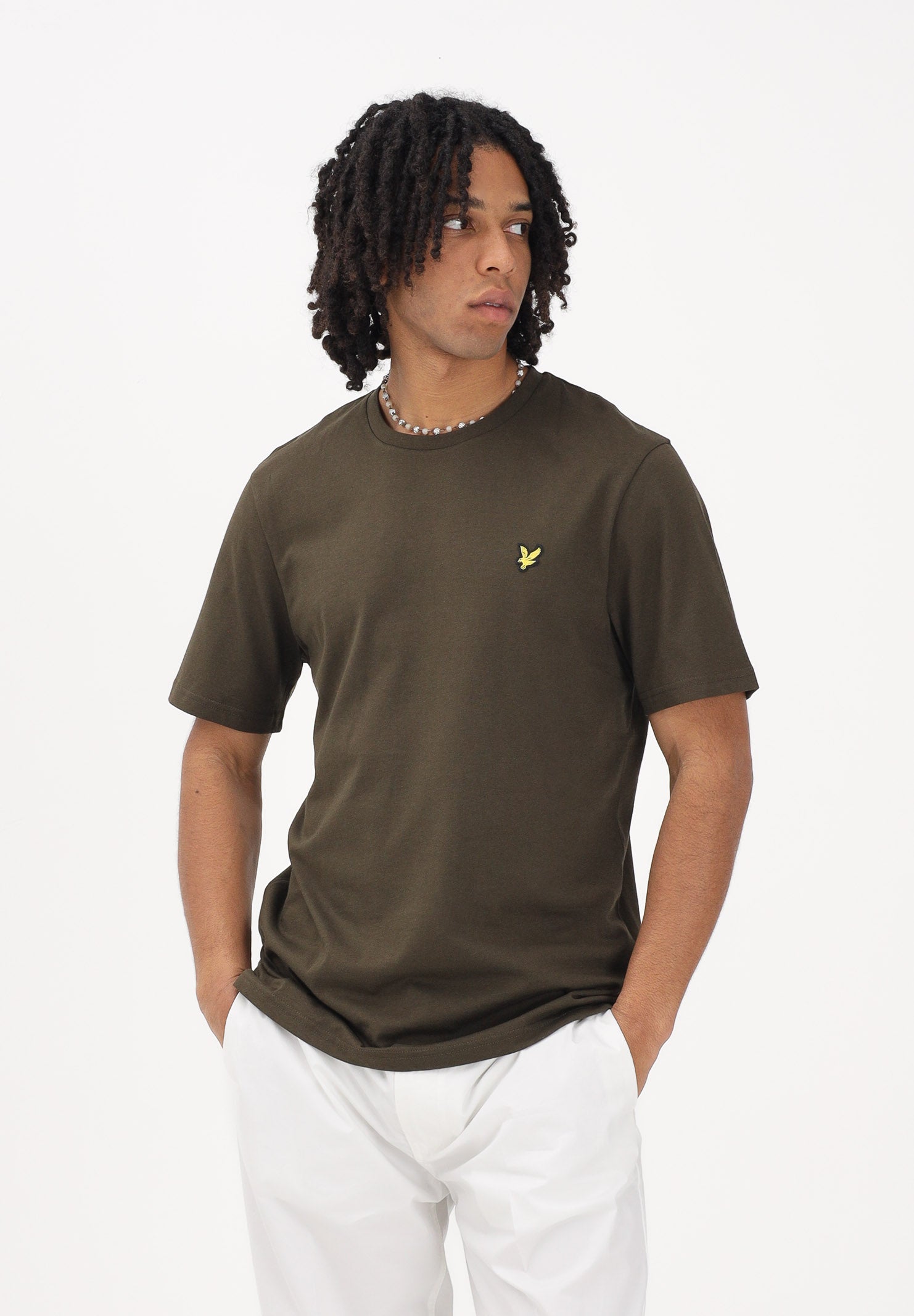 LYLE & SCOTT T-shirt a manica corta verde oliva da uomo con patch logo TS400VOG W485 LYLE & SCOTT