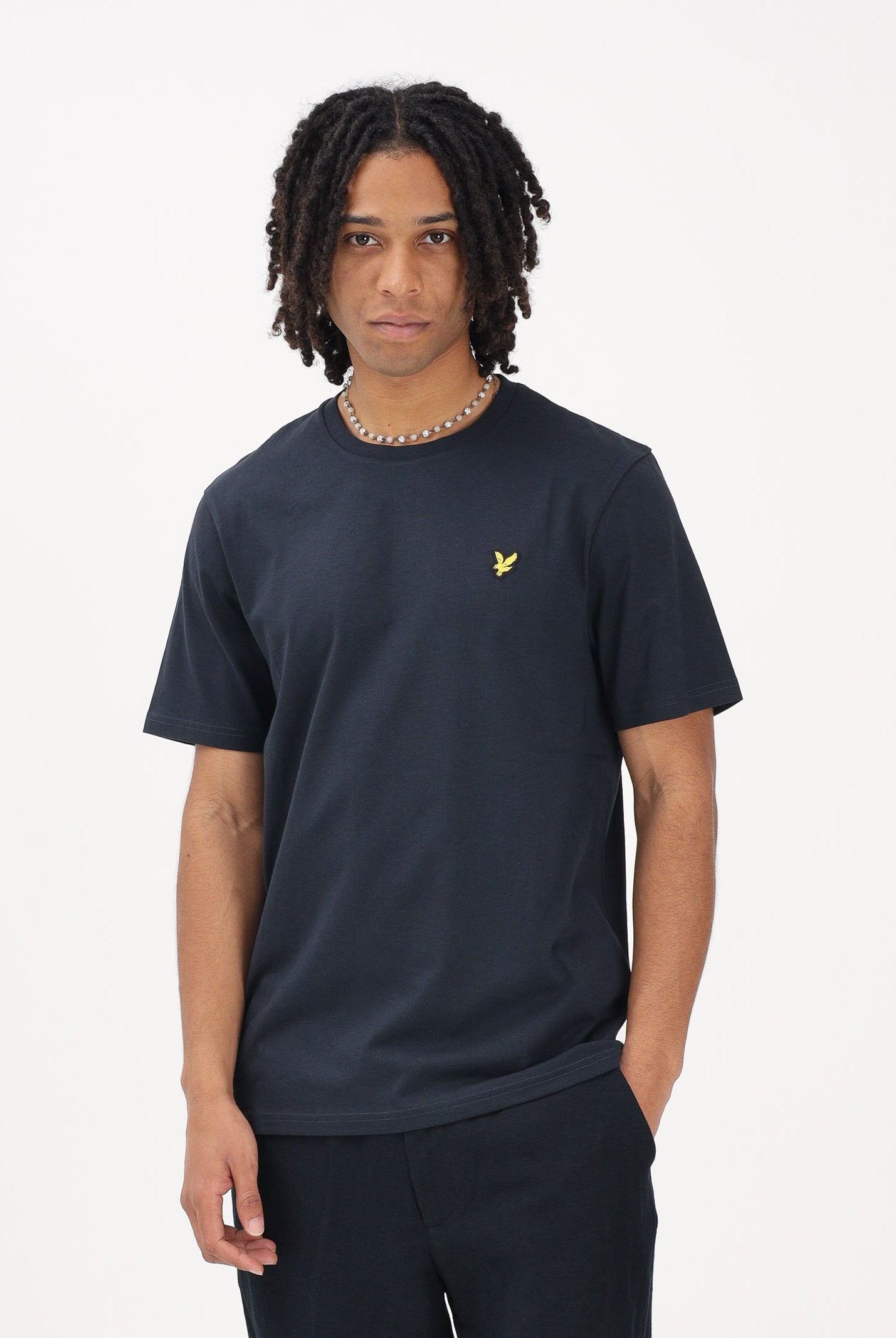 LYLE & SCOTT T-shirt a manica corta blu da uomo con patch logo TS400VOG Z271 LYLE & SCOTT
