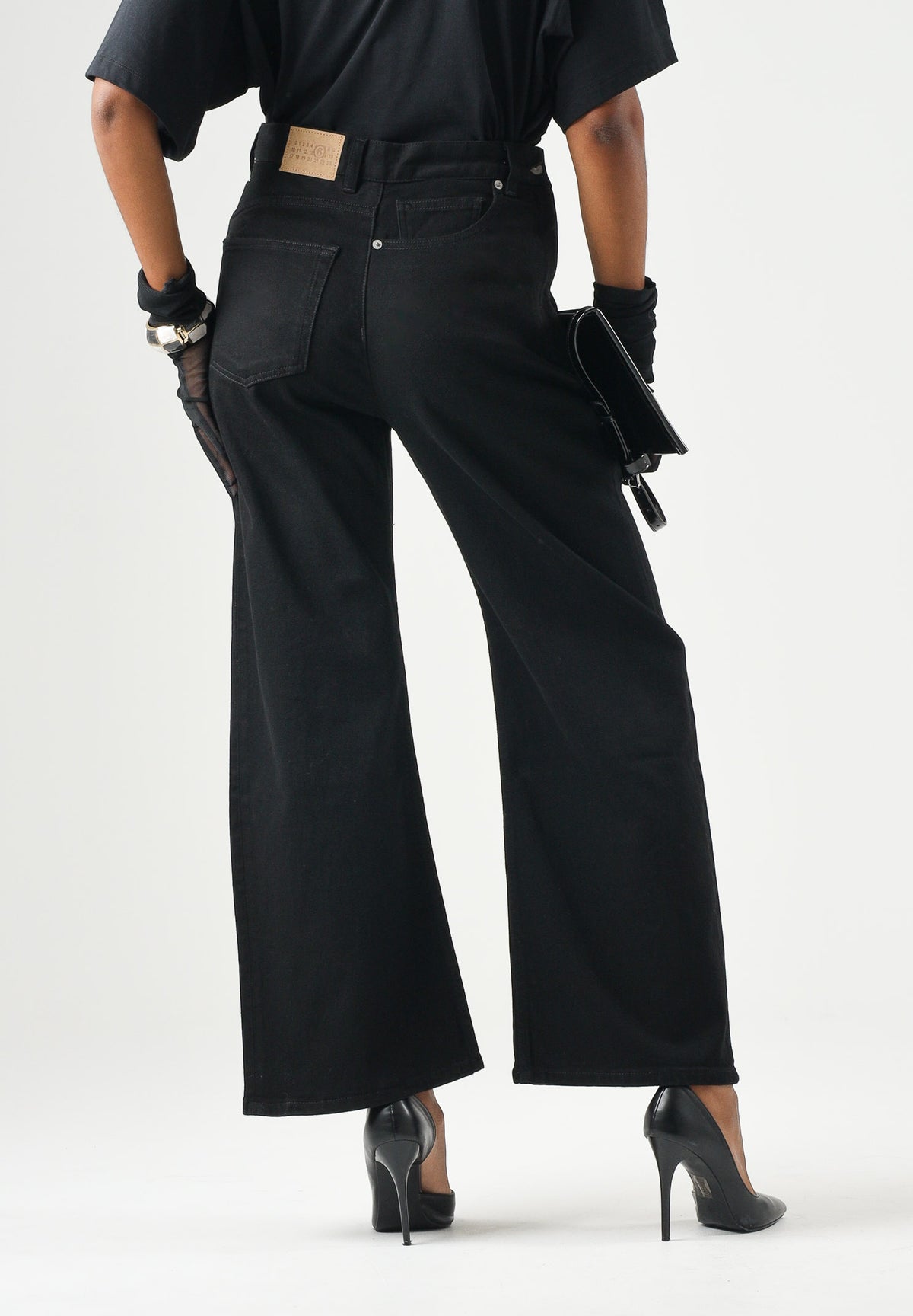 MM6 MAISON MARGIELA Jeans balloon in denim nero per donna, ragazzi e bambini con taglio dritto M60969MM09E M6900 MAISON MARGIELA