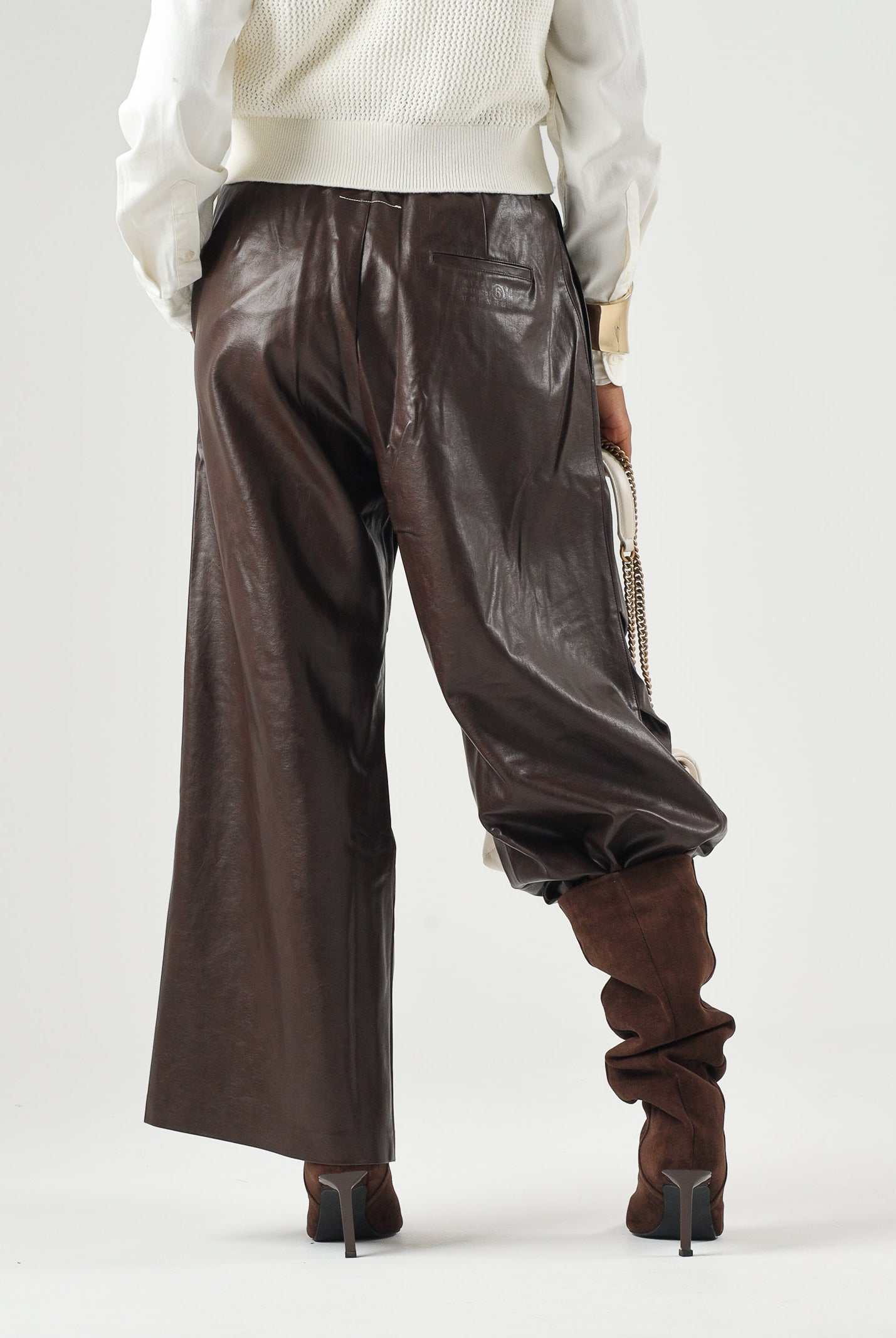 MM6 MAISON MARGIELA pantalone Wide-Leg marrone intenso per donna, ragazzi e bambini con gamba ampia M60994MM08L M6713 MAISON MARGIELA