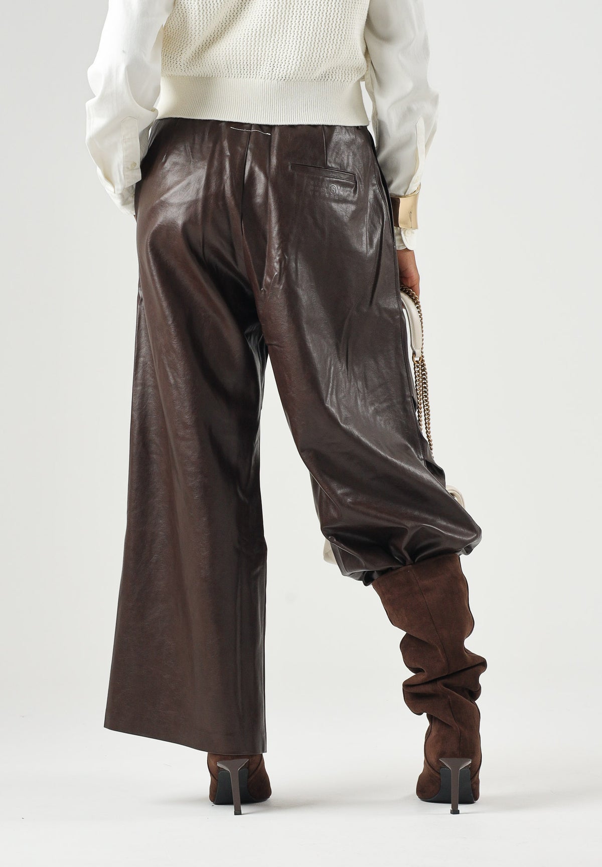 MM6 MAISON MARGIELA Pantalone Wide-Leg marrone intenso per donna, ragazzi e bambini con gamba ampia M60994MM08L M6713 MAISON MARGIELA