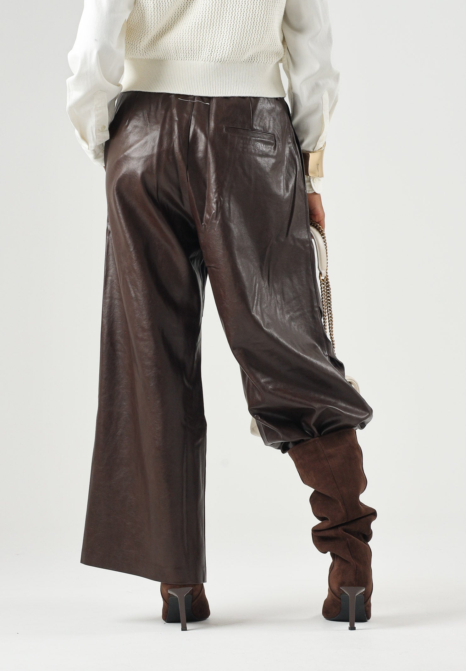 MM6 MAISON MARGIELA pantalone Wide-Leg marrone intenso per donna, ragazzi e bambini con gamba ampia M60994MM08L M6713 MAISON MARGIELA