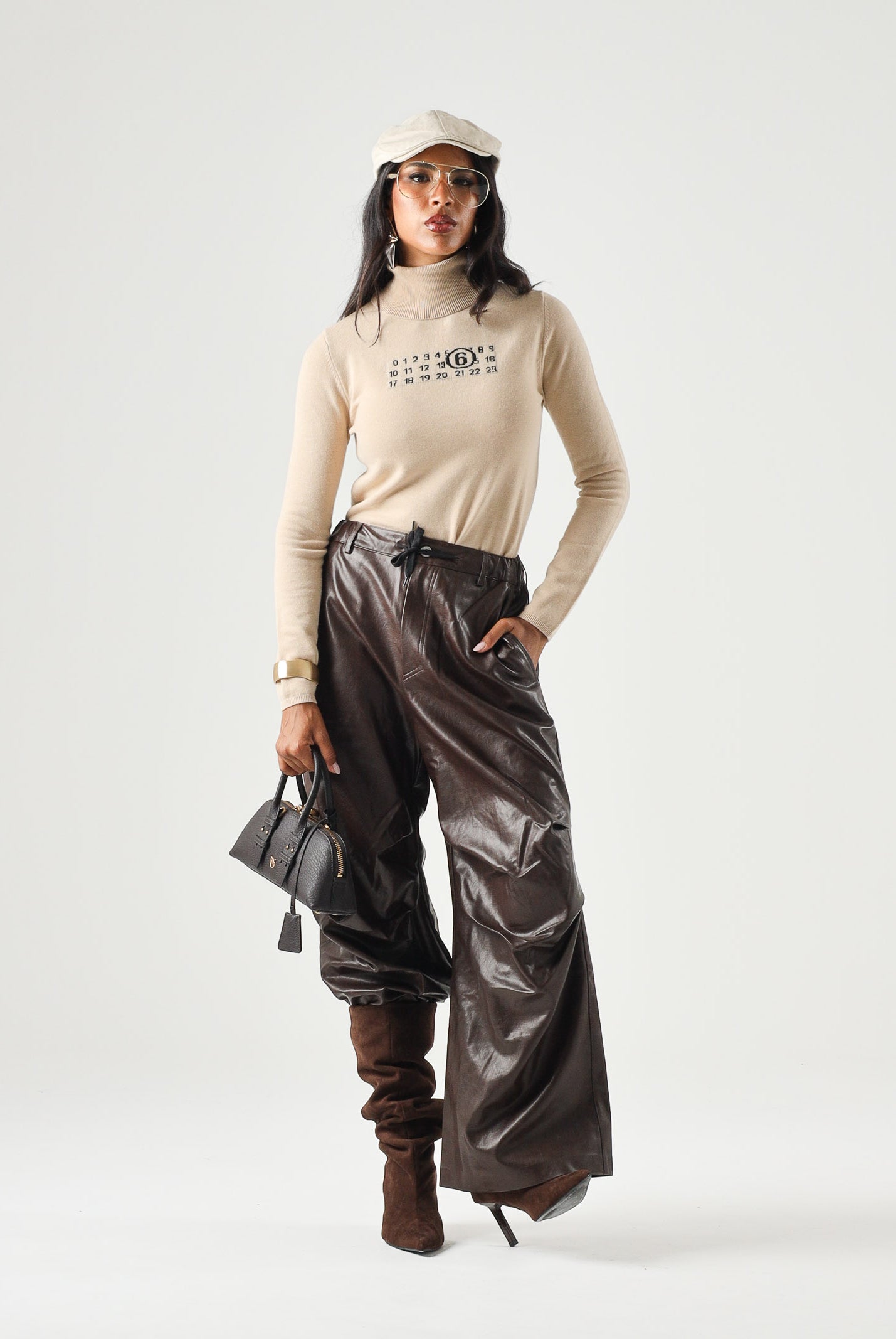 MM6 MAISON MARGIELA pantalone Wide-Leg marrone intenso per donna, ragazzi e bambini con gamba ampia M60994MM08L M6713 MAISON MARGIELA
