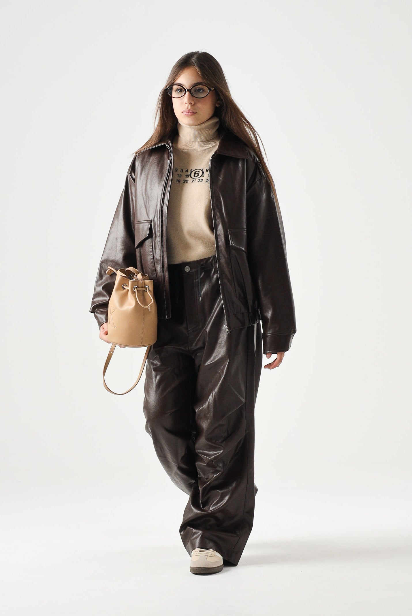 MM6 MAISON MARGIELA pantalone Wide-Leg marrone intenso per donna, ragazzi e bambini con gamba ampia M60994MM08L M6713 MAISON MARGIELA